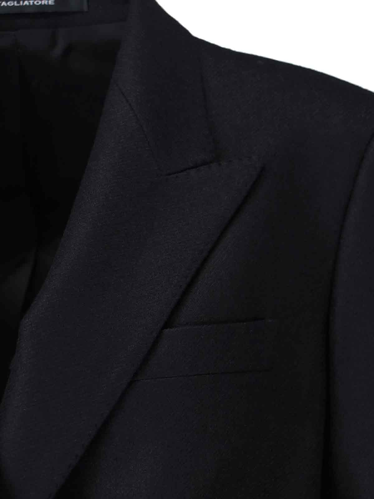 Tagliatore Double-breasted Blazer Gold-tone Buttons In Black