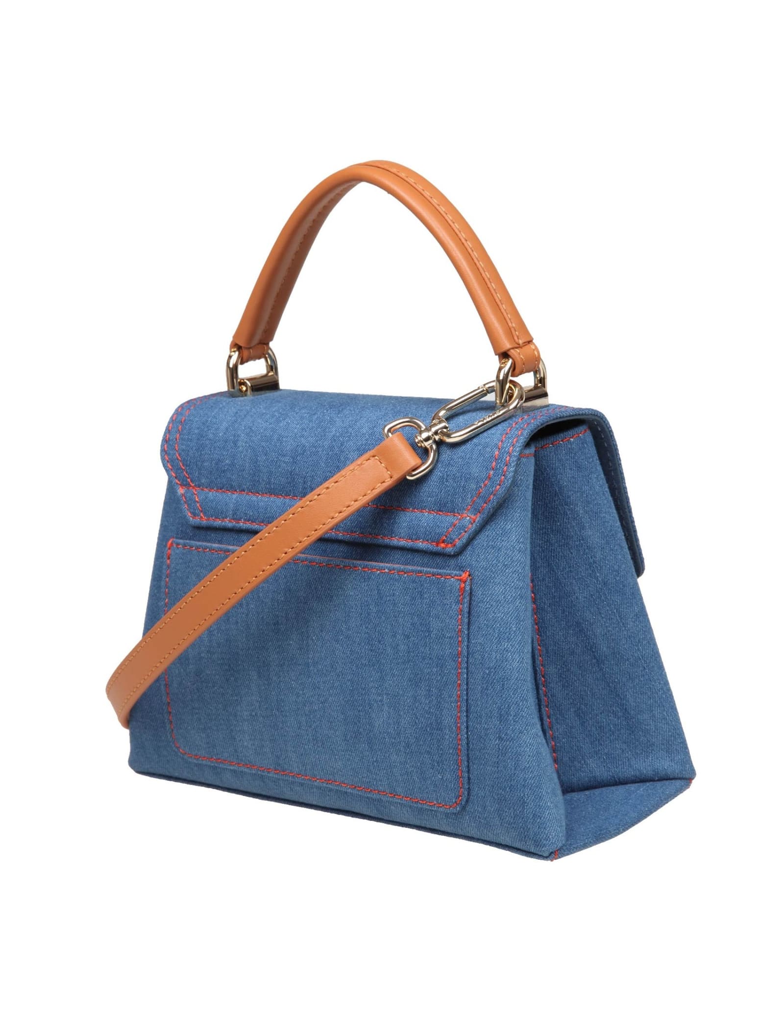 Shop Furla 1927 Mini Handbag In Blue Jeans Fabric In S Mediterraneo