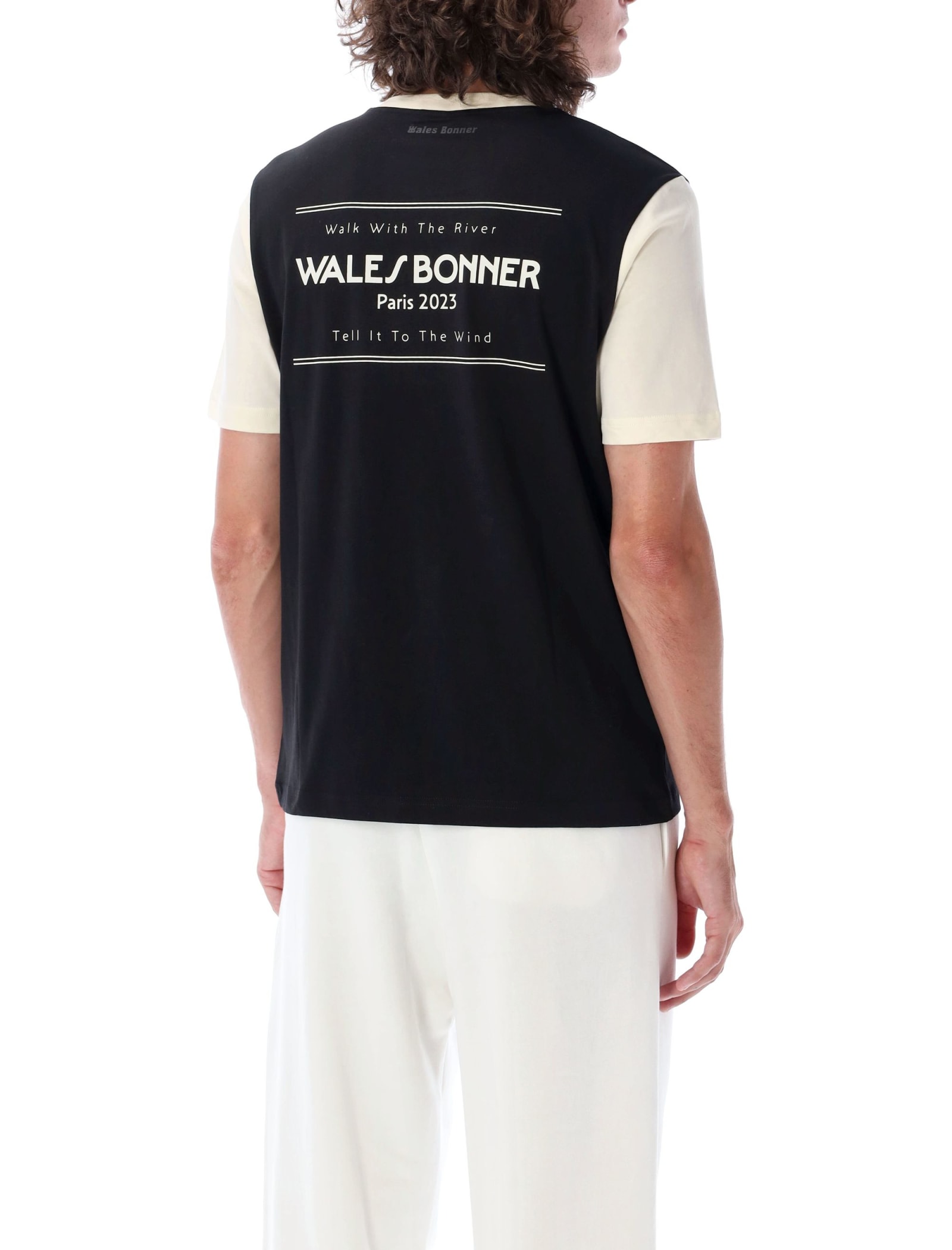 Shop Wales Bonner Sine T-shirt In Black/ivory