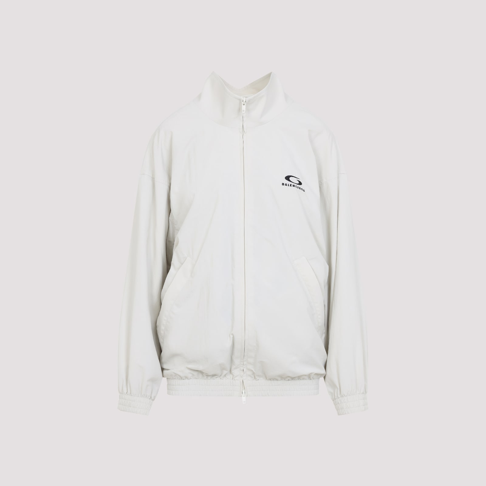 Balenciaga Logo Embroidered Zip-up Jacket In White