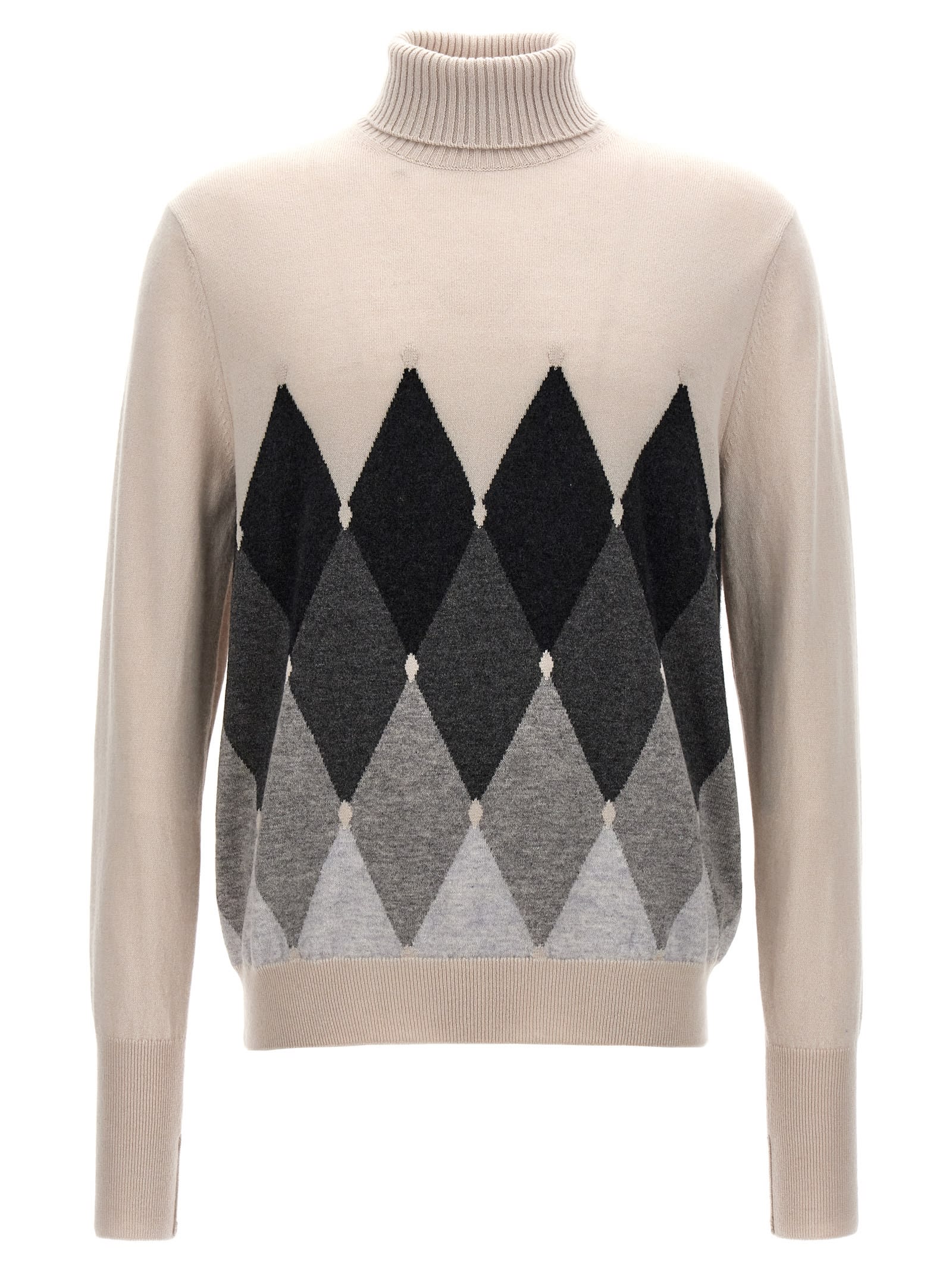 Shop Ballantyne Argyle Turtleneck Sweater In White