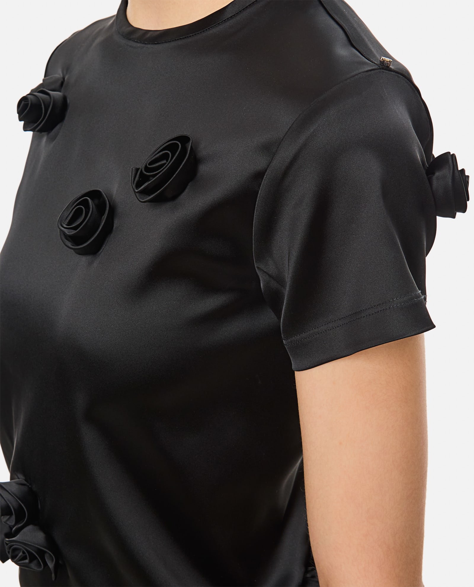 Shop Sportmax Mendoza Black T-shirt With Roses