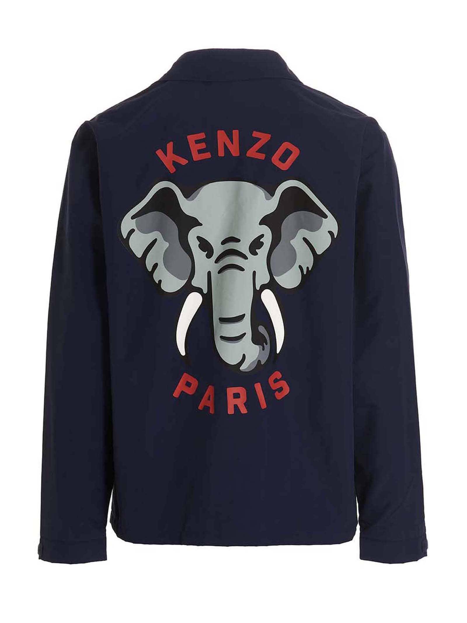 Shop Kenzo Logo Print Nylon Jacket In Blue