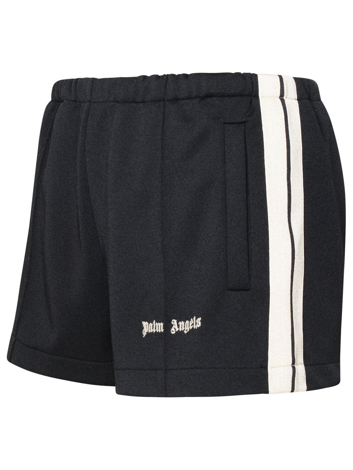 Shop Palm Angels Logo Embroidered Track Shorts In Black Off White