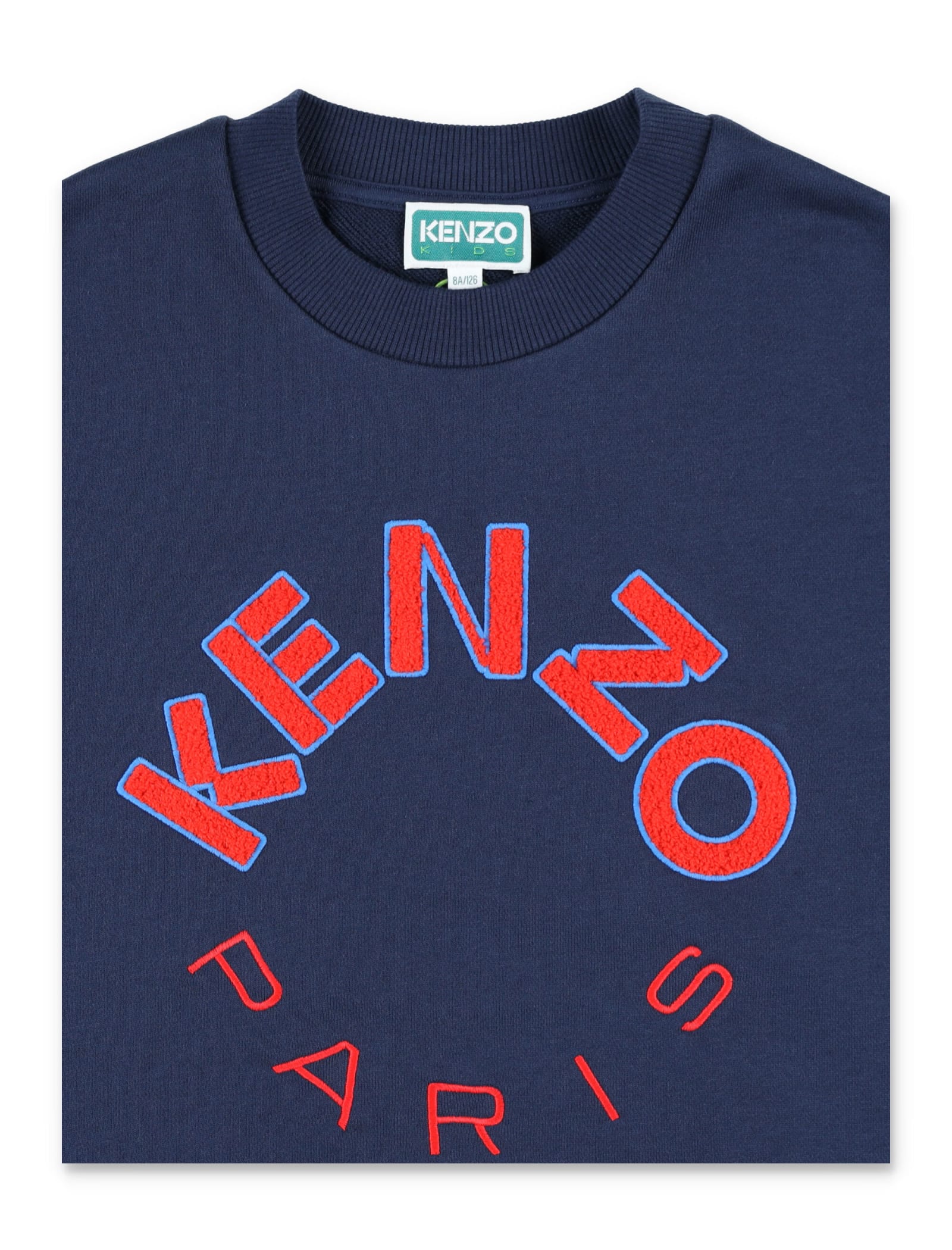 Shop Kenzo Bouclé Logo Sweatshirt In Navy