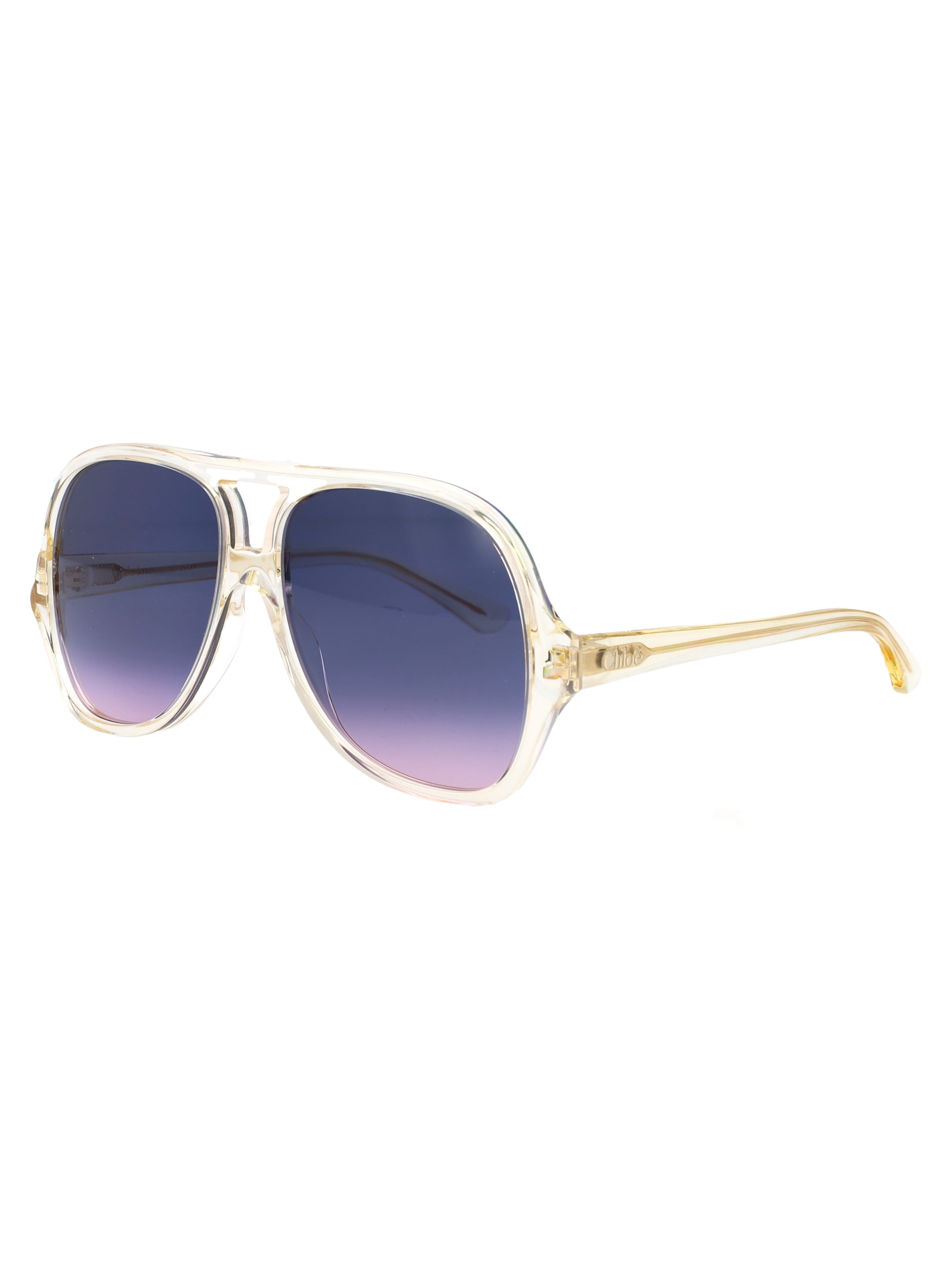 Chloé Yellow Recycled Acetate Sunglasses In Blue