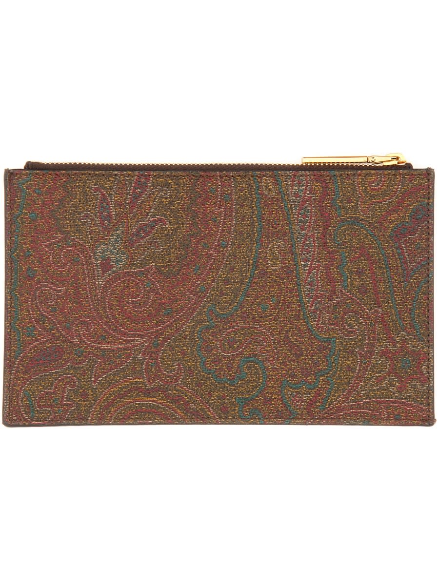 Shop Etro Paisley Jacquard Pouch Small In Brown