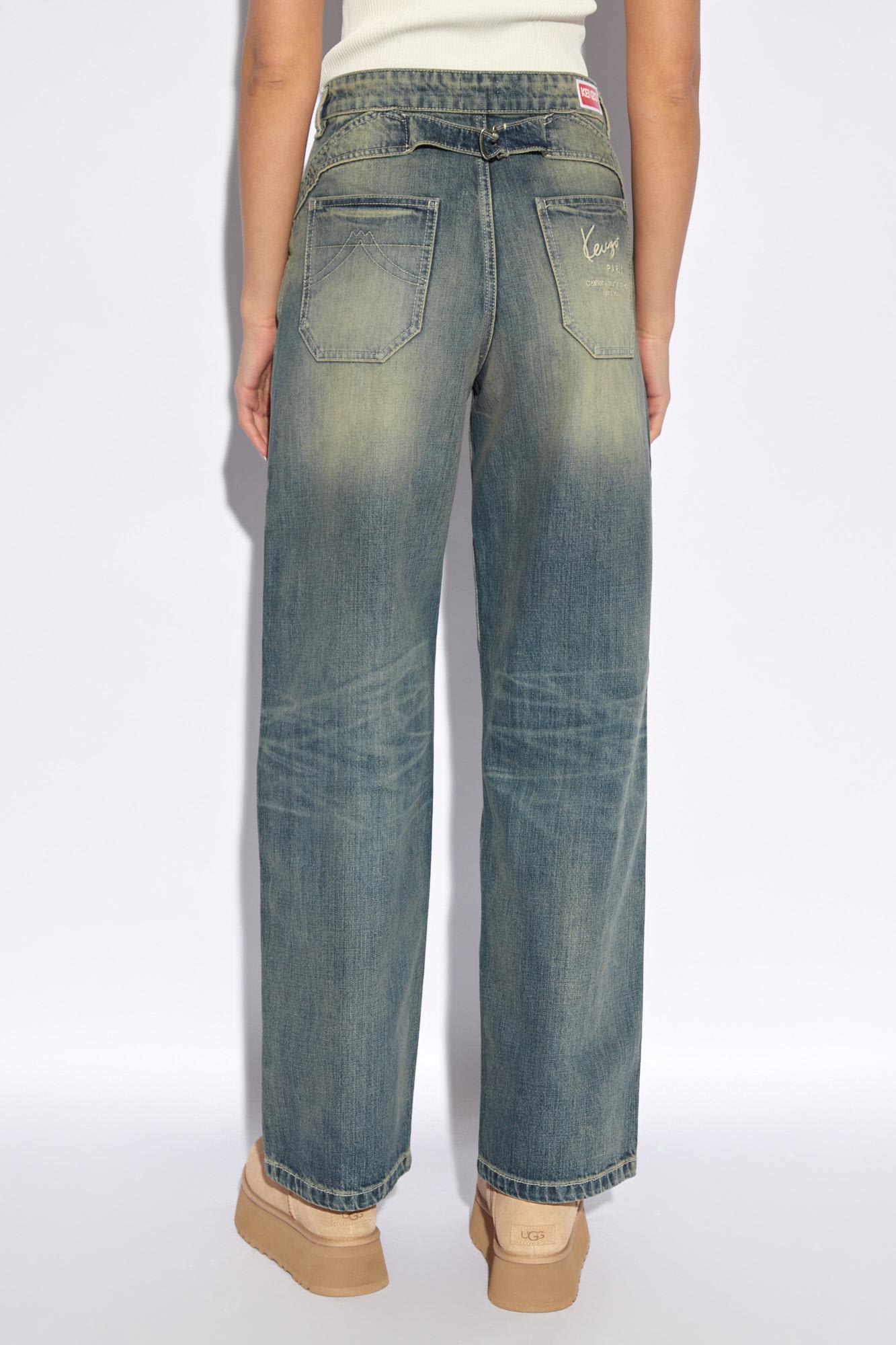 Shop Kenzo Jeans With Vintage Effect In Blue