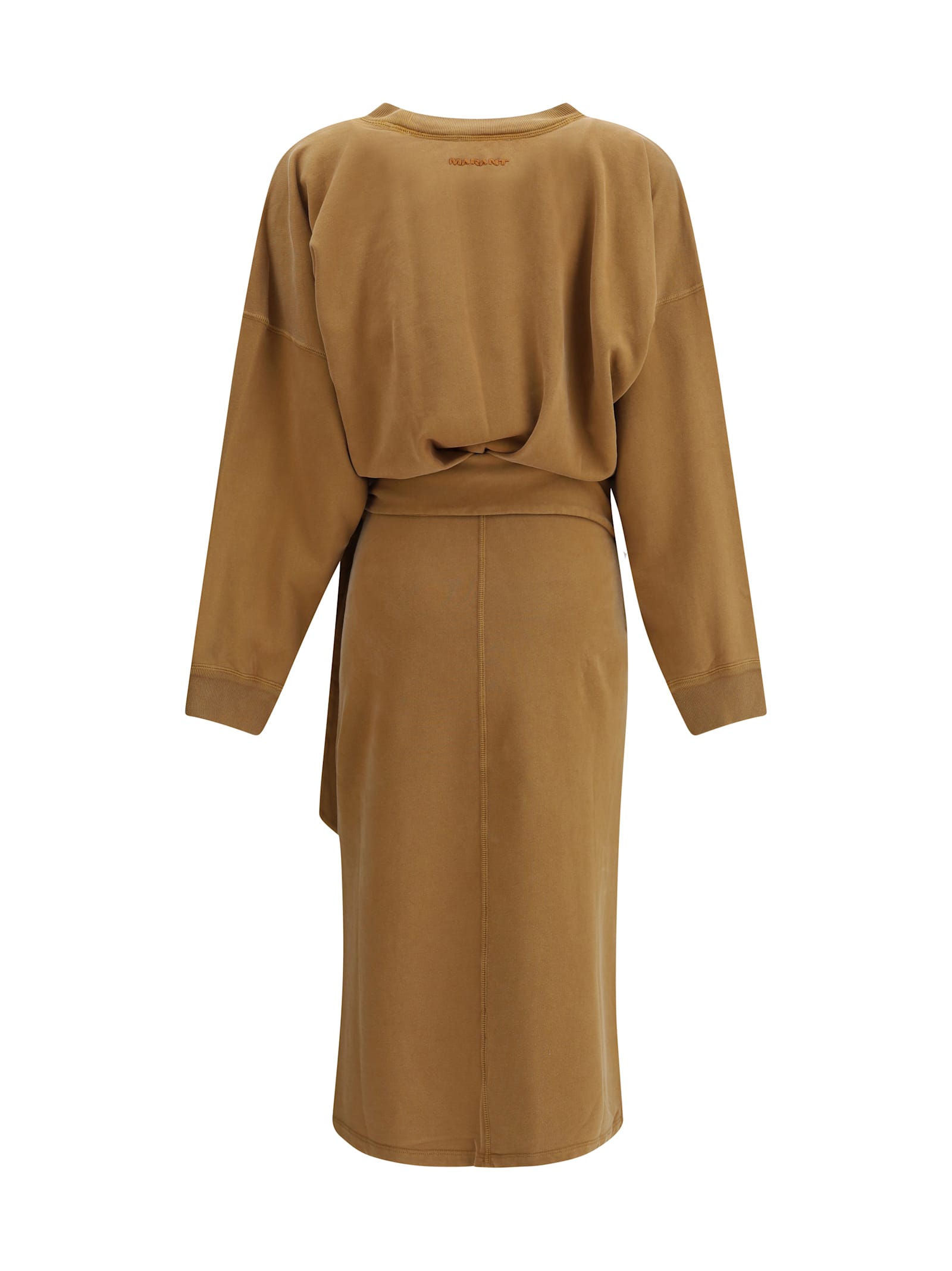 Isabel Marant Étoile Sandrina Long Sleeve Cotton Fleece Dress In Brown