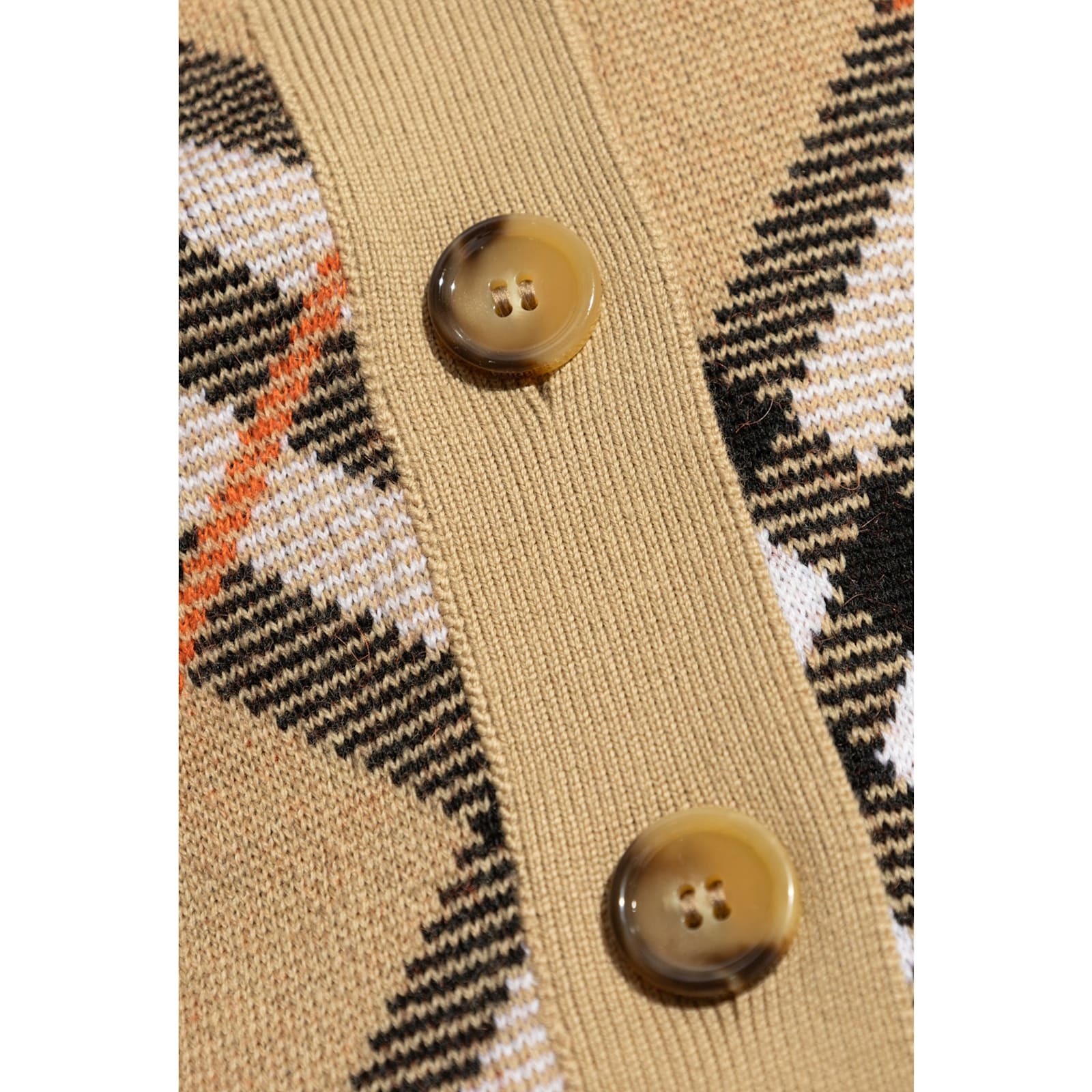 Burberry Wool Check Cardigan In Brown