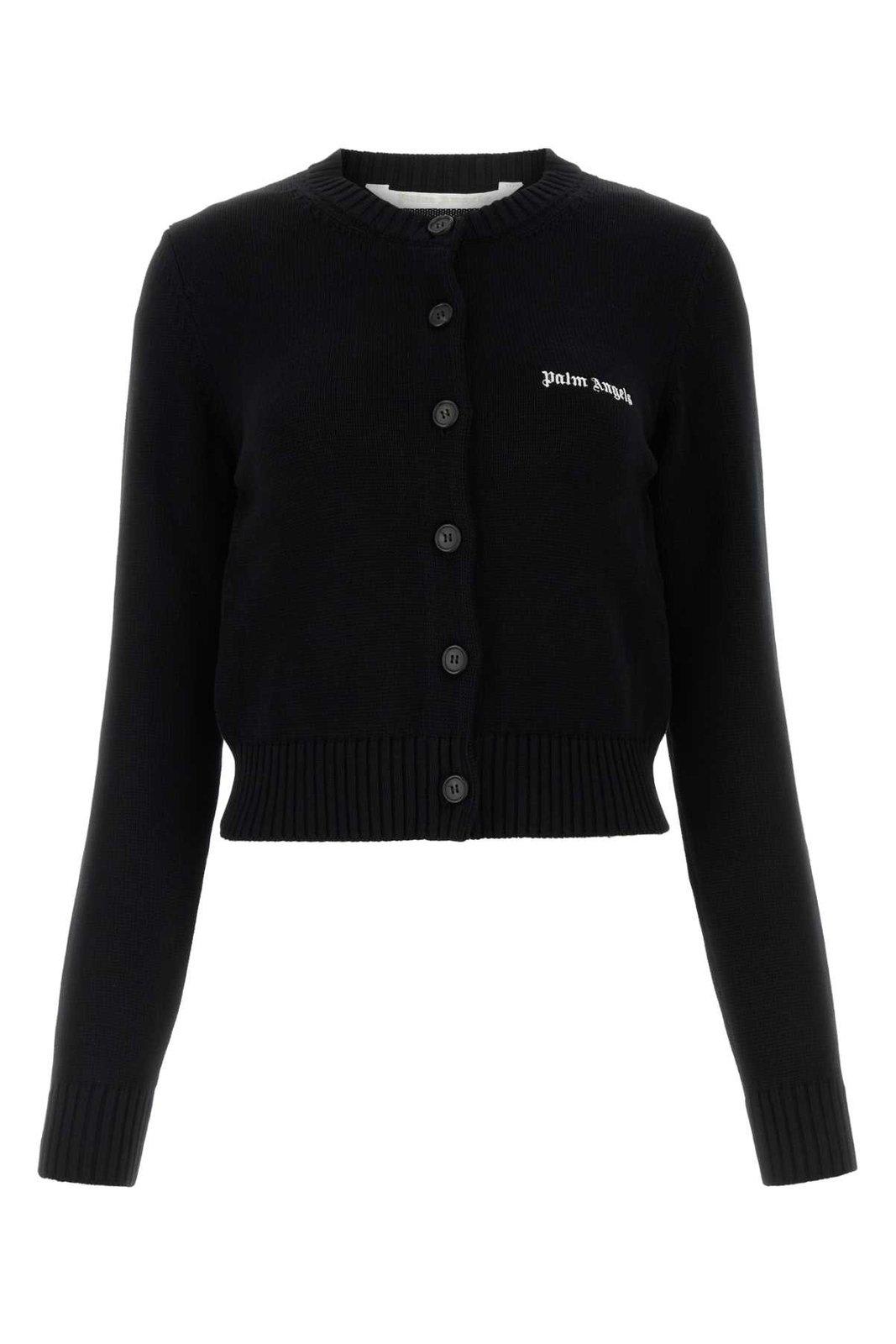 Shop Palm Angels Logo-embroidered Buttoned Cardigan In Black Off