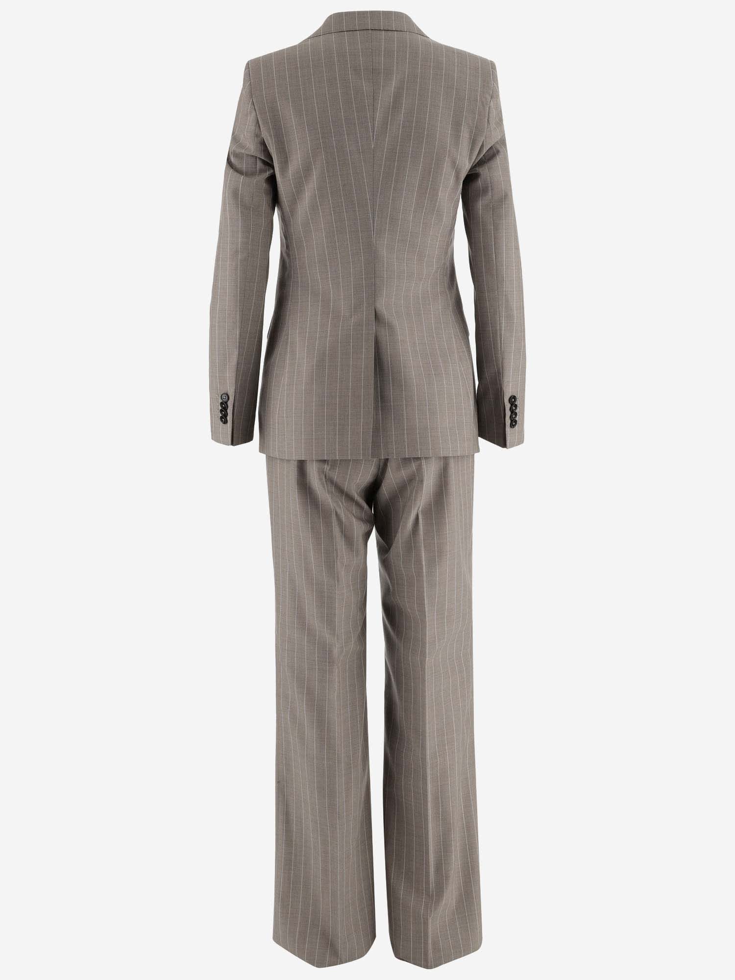 Shop Tagliatore Virgin Wool Pinstripe Suit In Beige