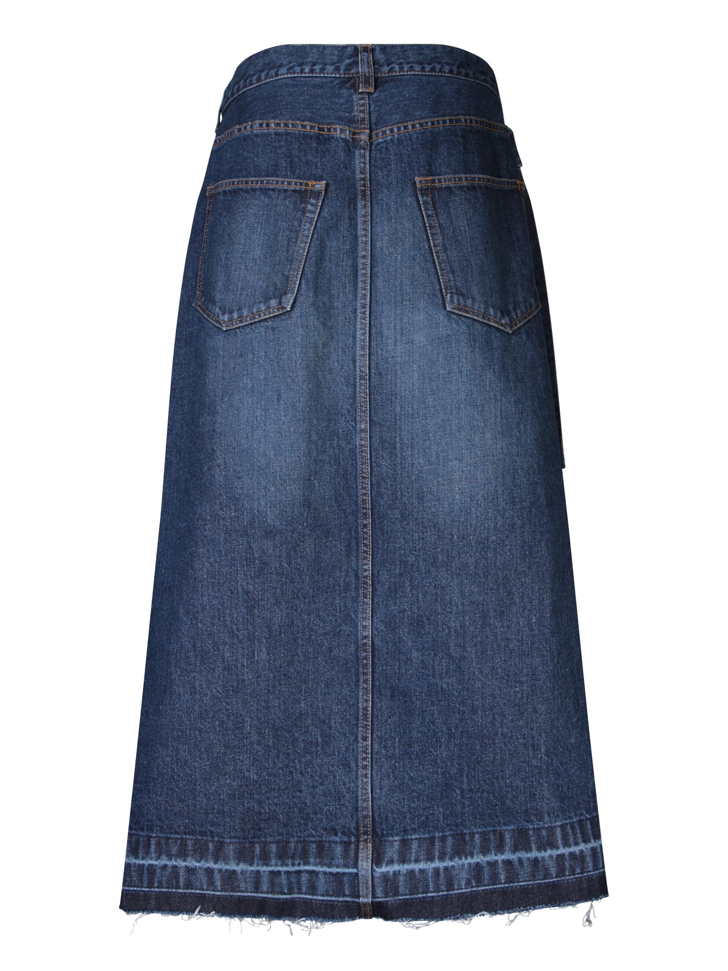 Shop Sacai Blue Asymmetric Denim Skirt