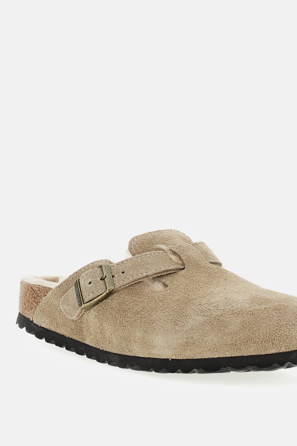 Birkenstock Boston Shearling Suede Slippers In Brown