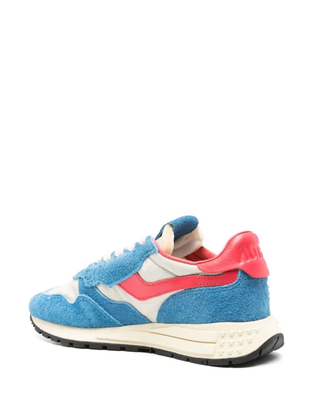 Shop Autry Reelwind Low Sneakers In Blue And Red Nylon And Suede