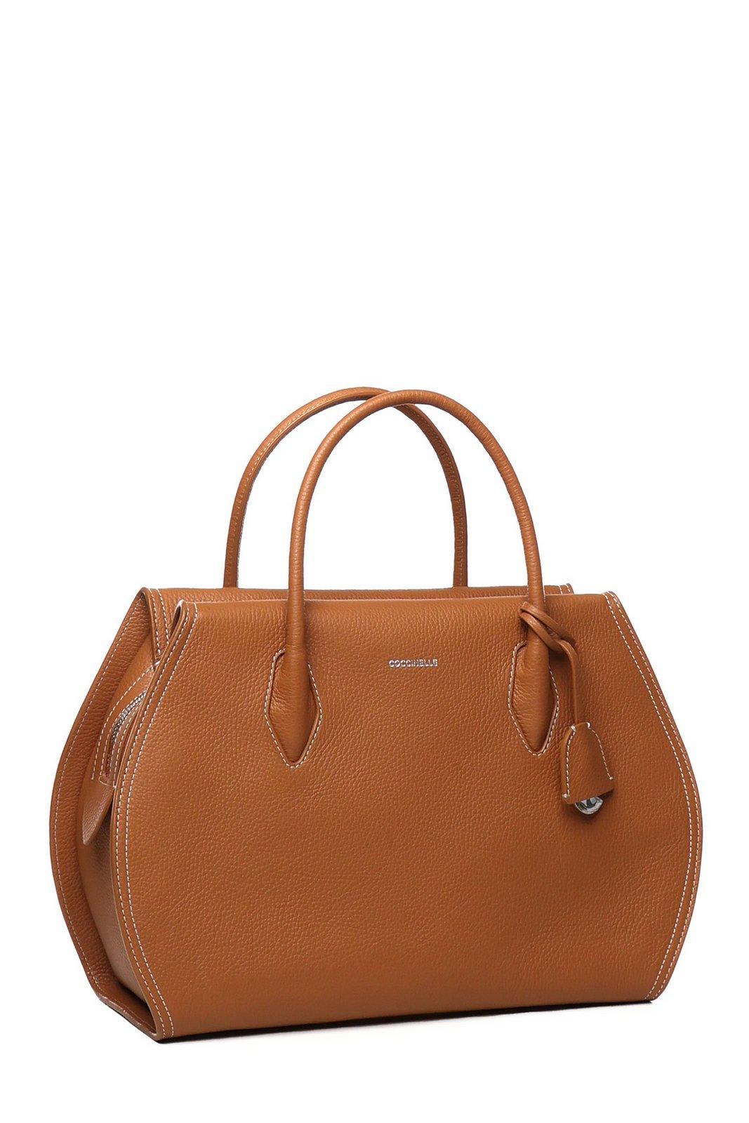 Coccinelle Lord Logo Printed Large Tote Bag In Leather