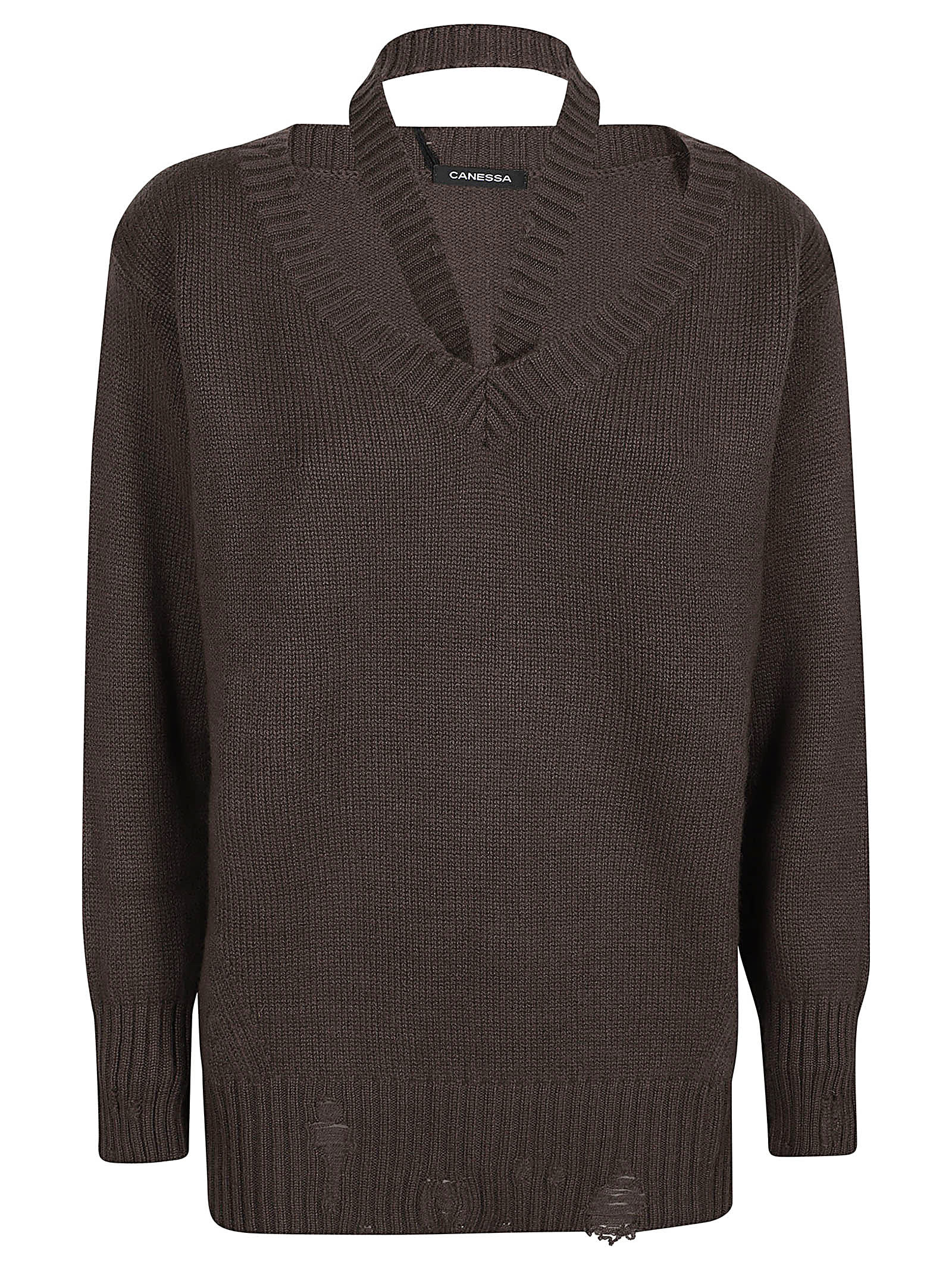 Shop Canessa Sole V Neck Sweater In Tawny