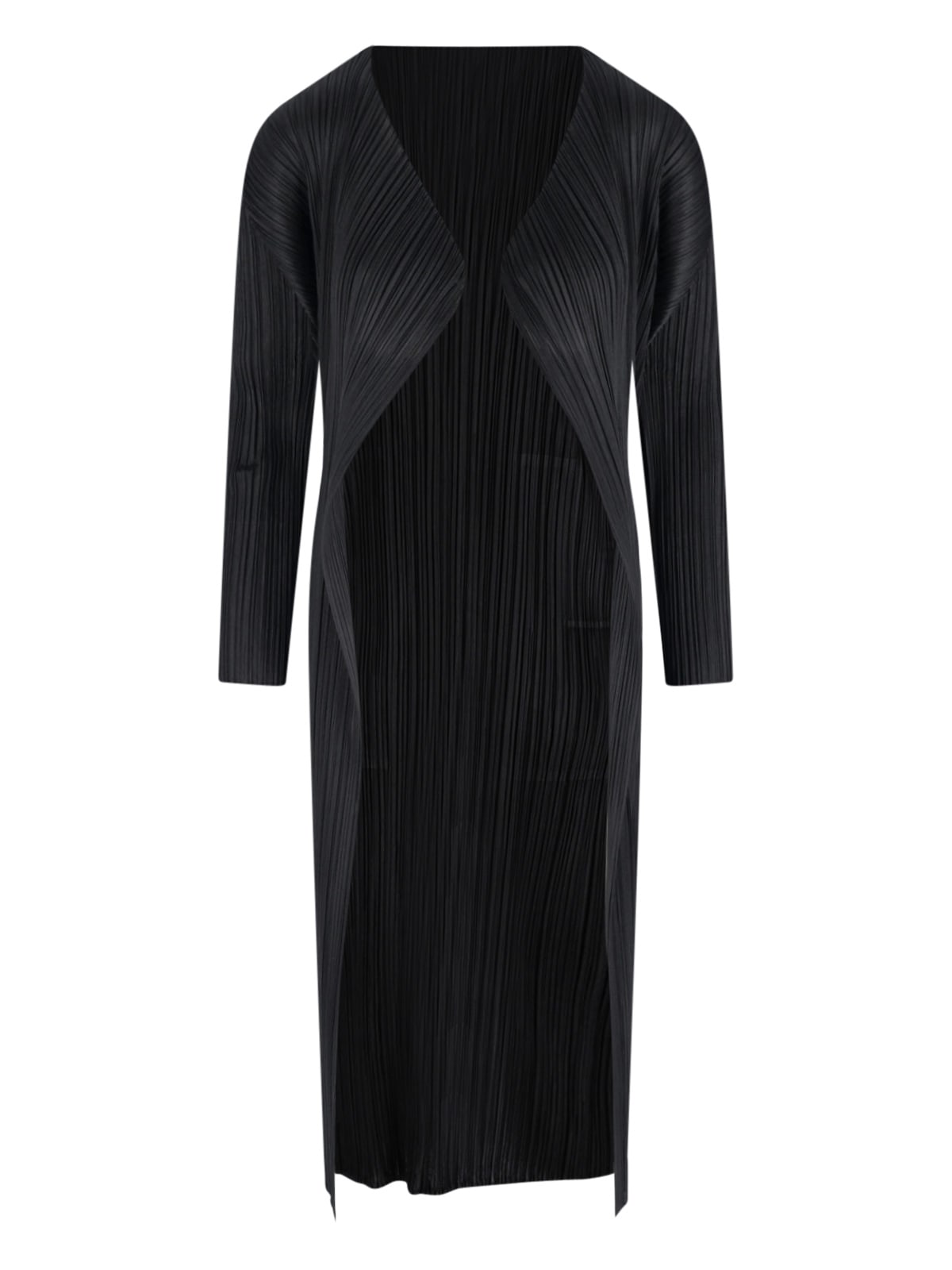 Issey Miyake Pleated Coat In Black