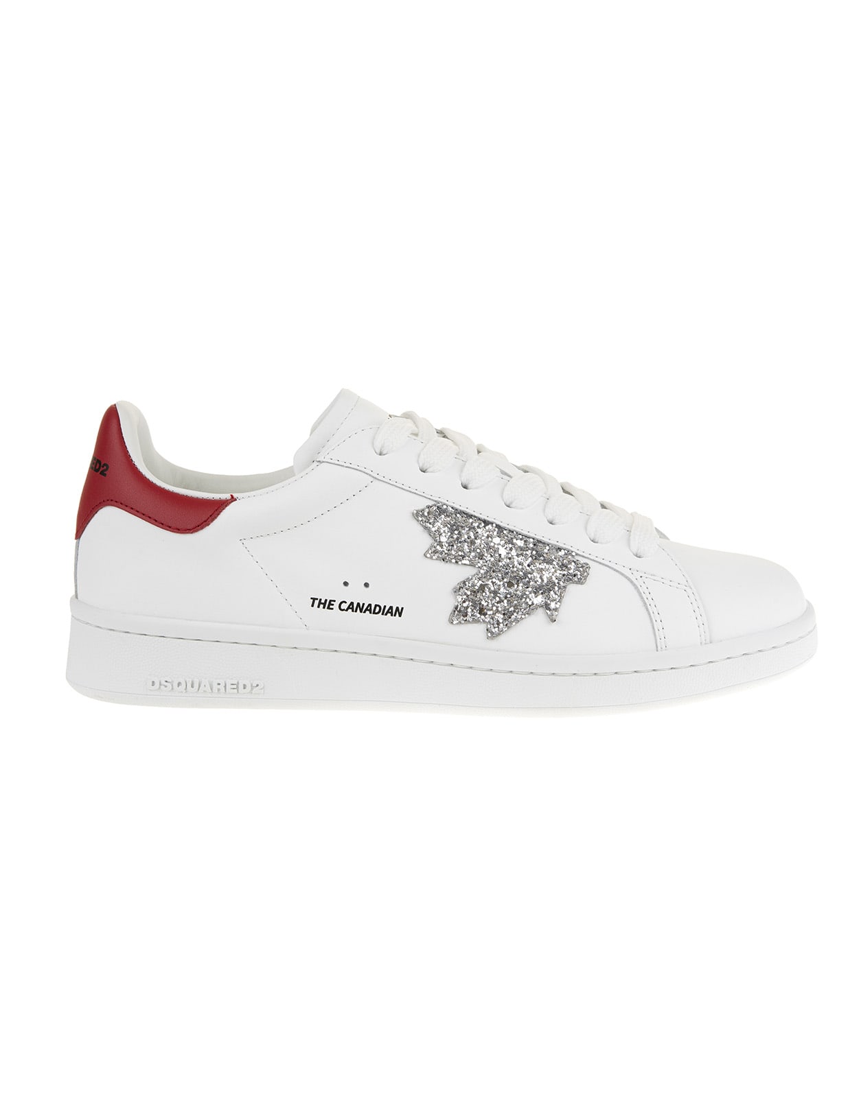 Dsquared2 Woman White Boxer Sneakers With Silver And Red Details