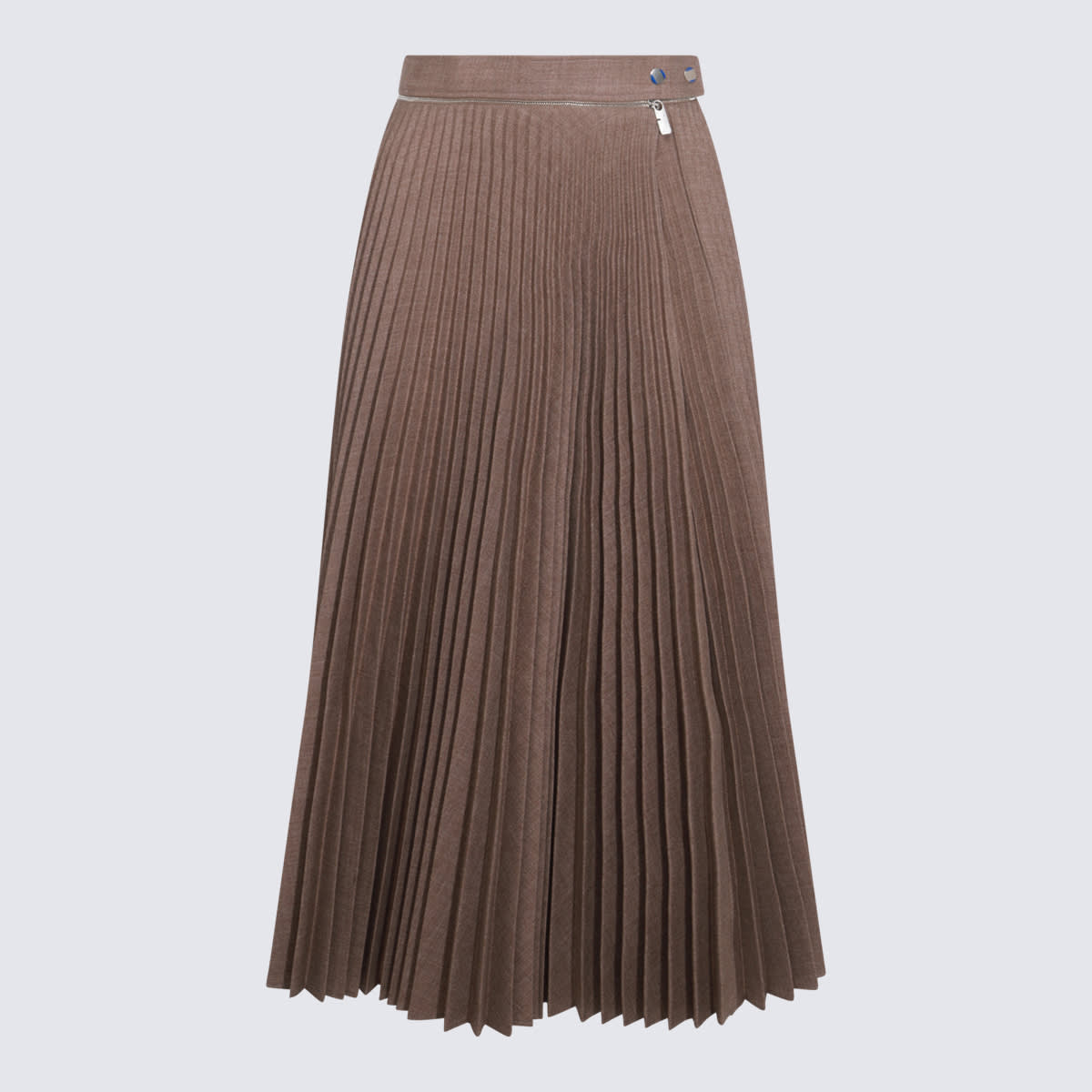 Shop Burberry Brown Midi Wool Skirt In Linden Melange