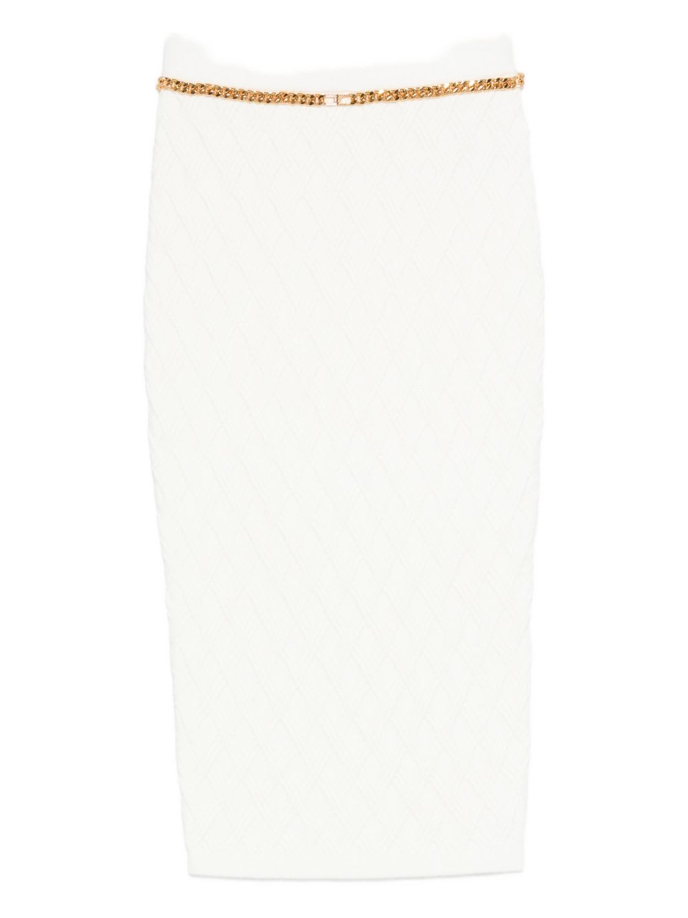 Elisabetta Franchi Knit Skirt With Chain Detail In White