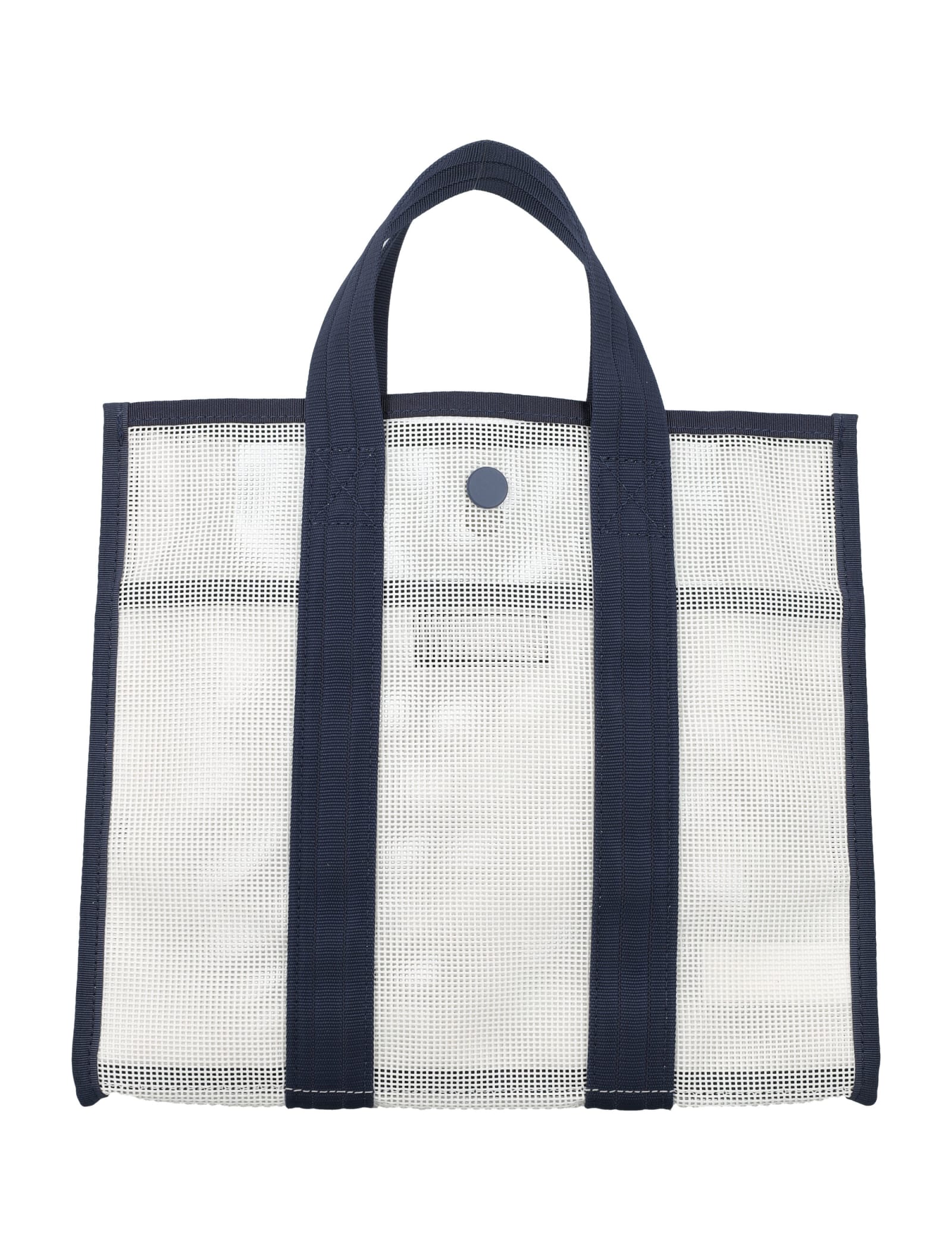 Shop Apc Cabas Louise Tote Bag In White/navy