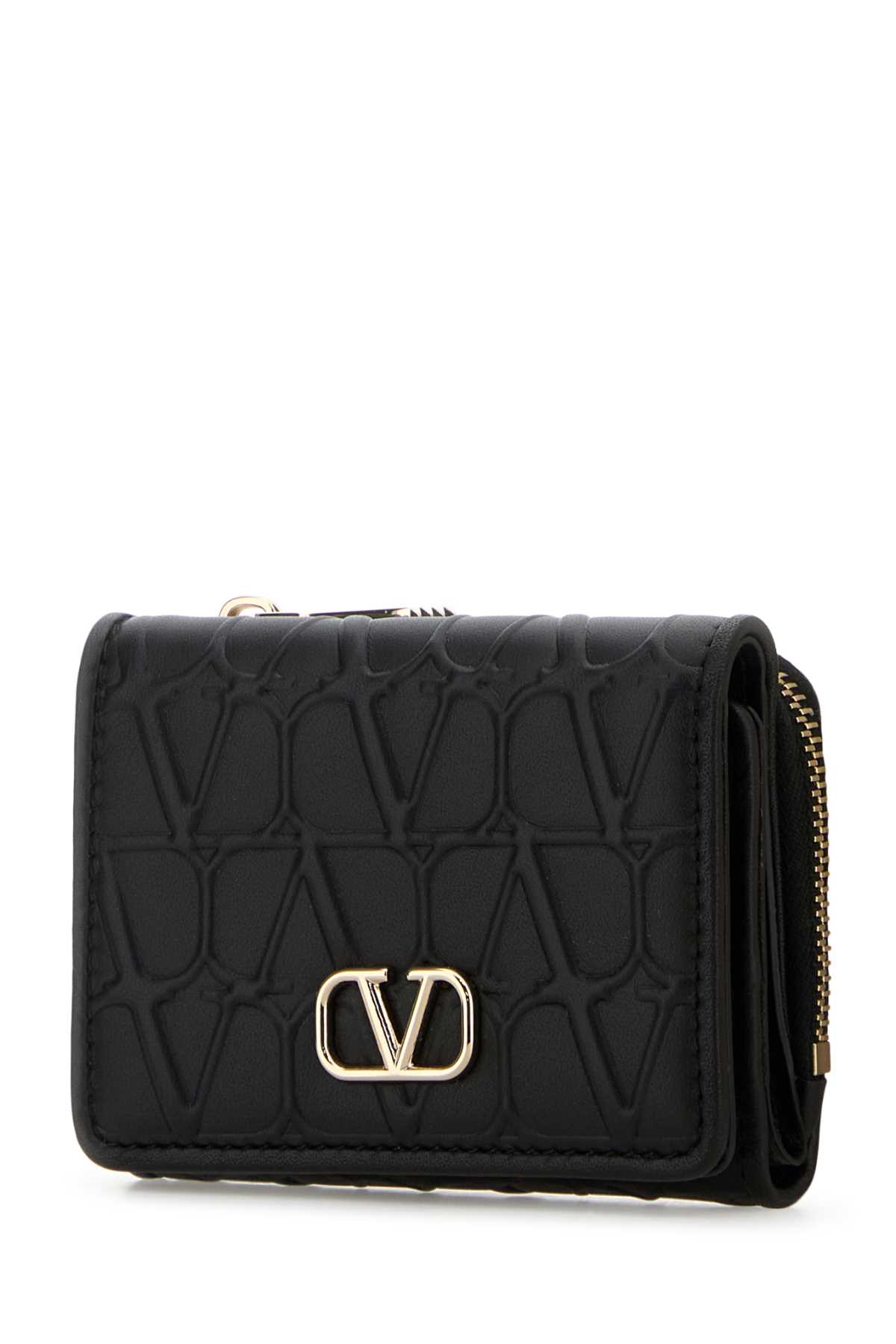 Shop Valentino Black Leather Wallet In Nero