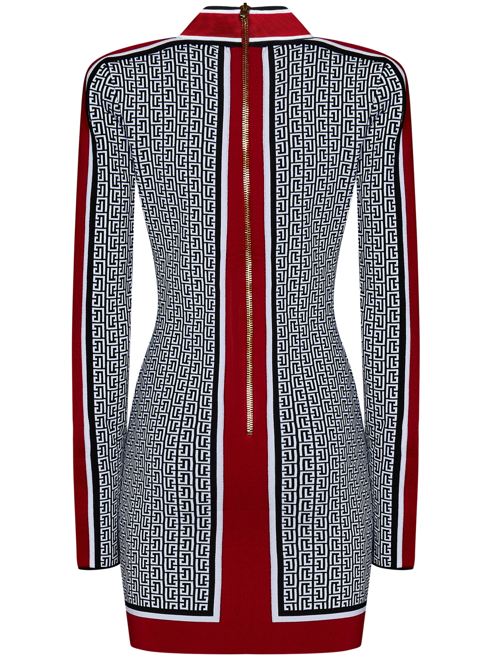 Balmain Monogram Print Knitted Dress In Multicolor