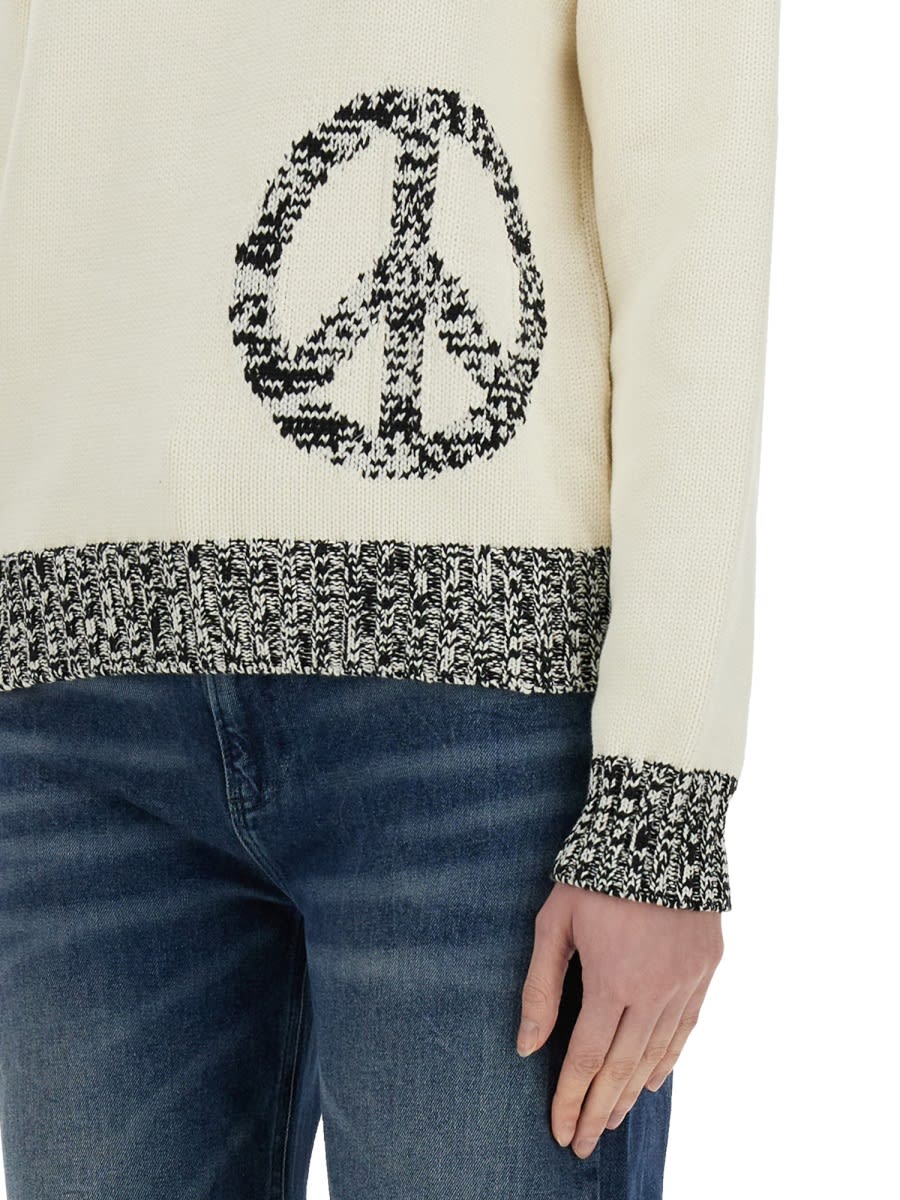 Moschino Cotton And Nylon Pullover Urban In Ivory
