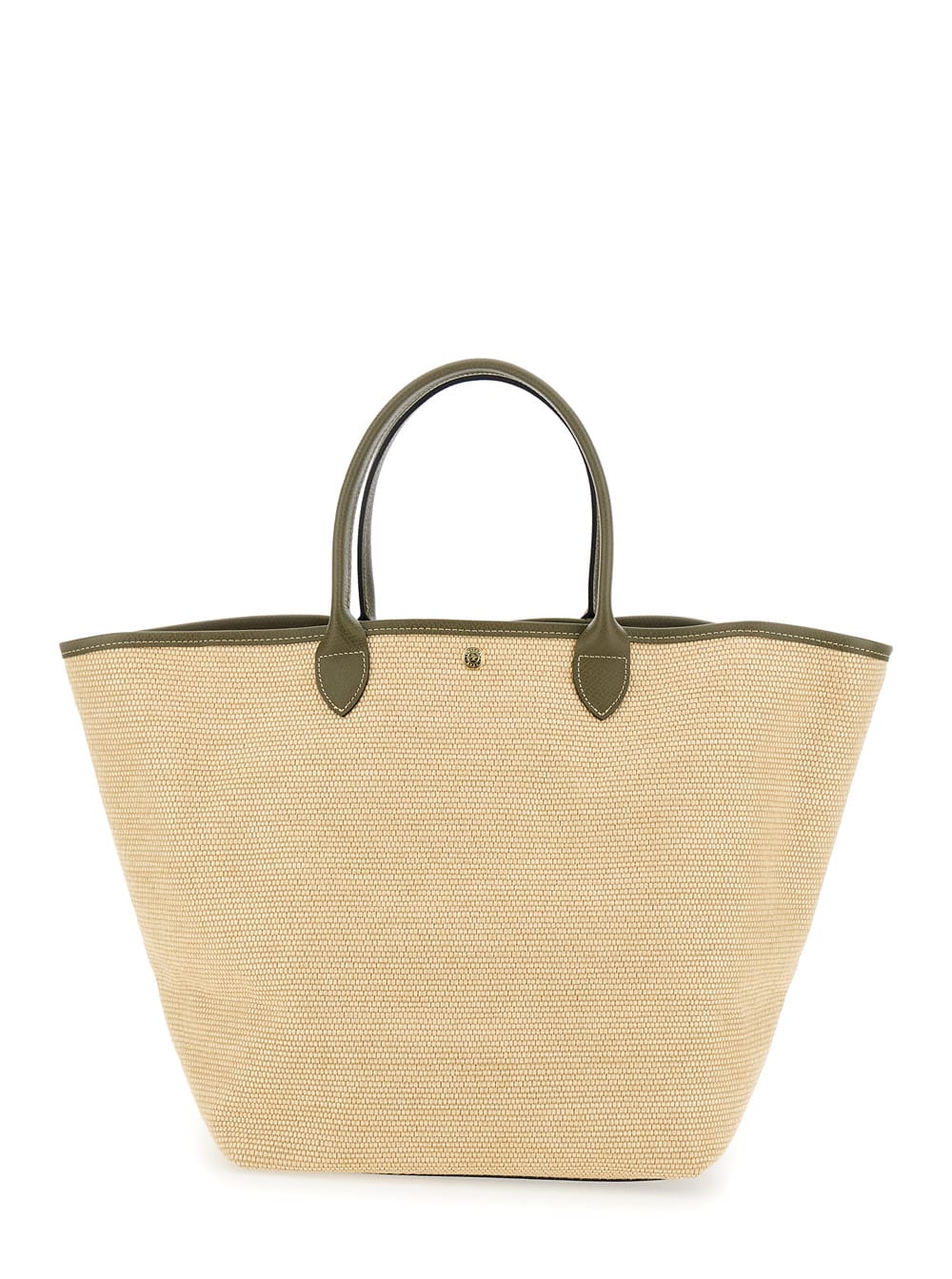 Longchamp 'le Panier Pliage L' Green Handbag With Logo Embossed On The Front In Green