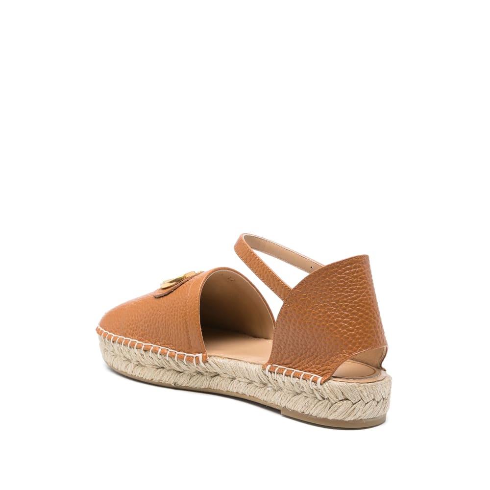 Valentino Leather Espadrillas In Neutral