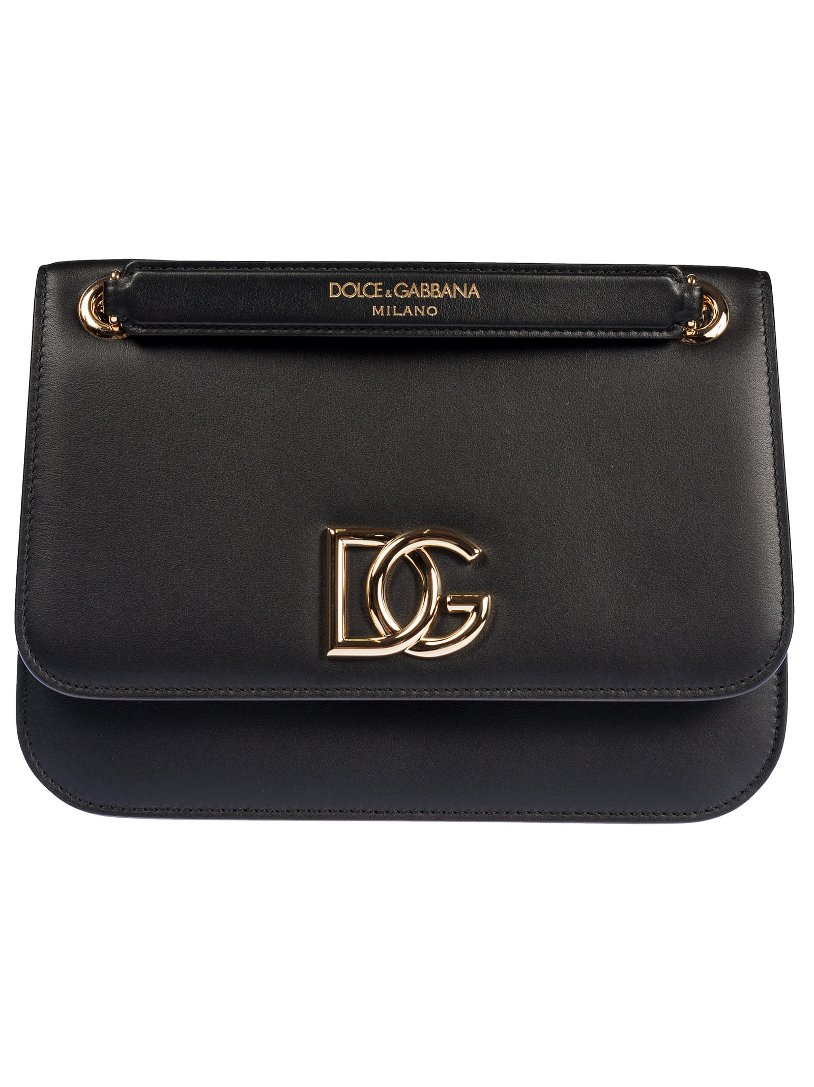 Dolce & Gabbana Mid Logo Plaque Shoulder Bag In Black