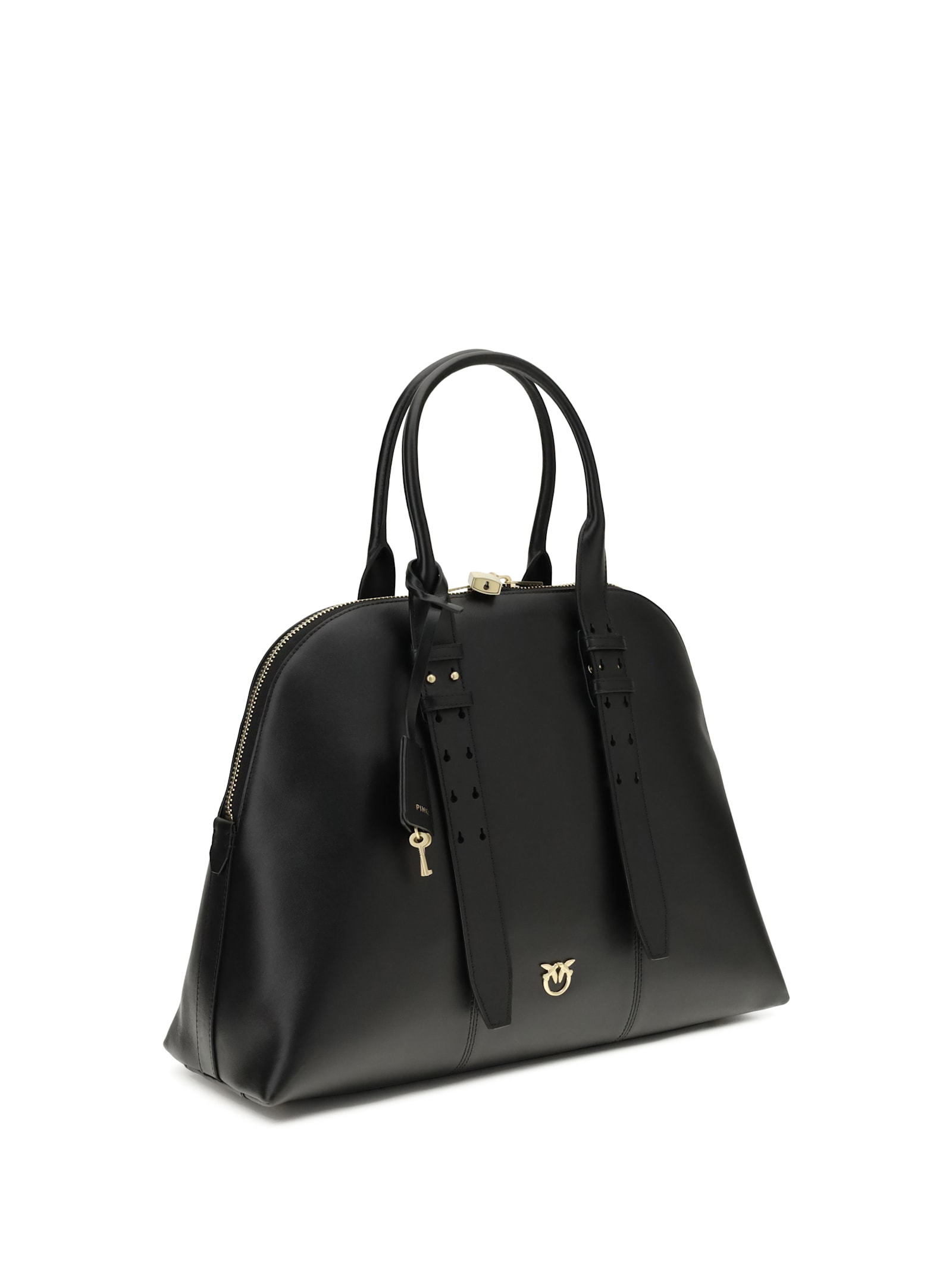 Pinko Escape Bag Maxi Leather Bowling Bag In Black