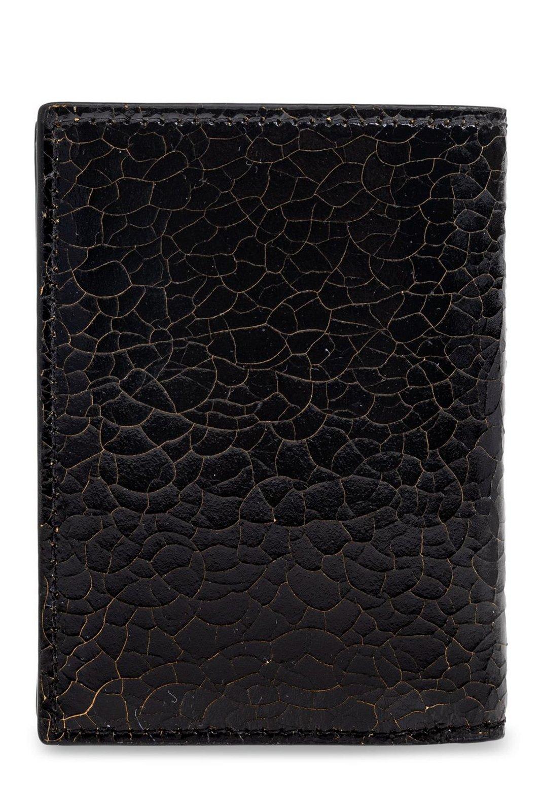 Alexander Mcqueen Crackled Effect Bi-fold Card Holder In Nero E Beige