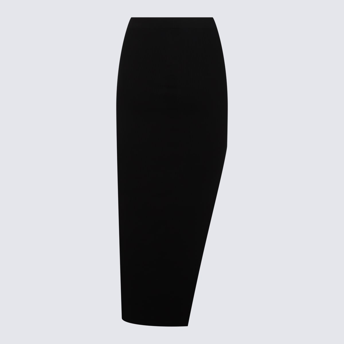 Rick Owens Womens Black Sacriskirt Ribbed Knitted Midi Skirt In Black