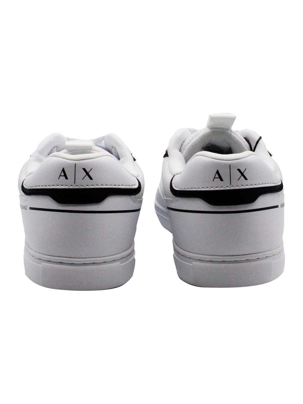 Shop Armani Collezioni Sneakers In Soft Perforated Leather With Matching Sole And Lace Closure. Rear Logo In White