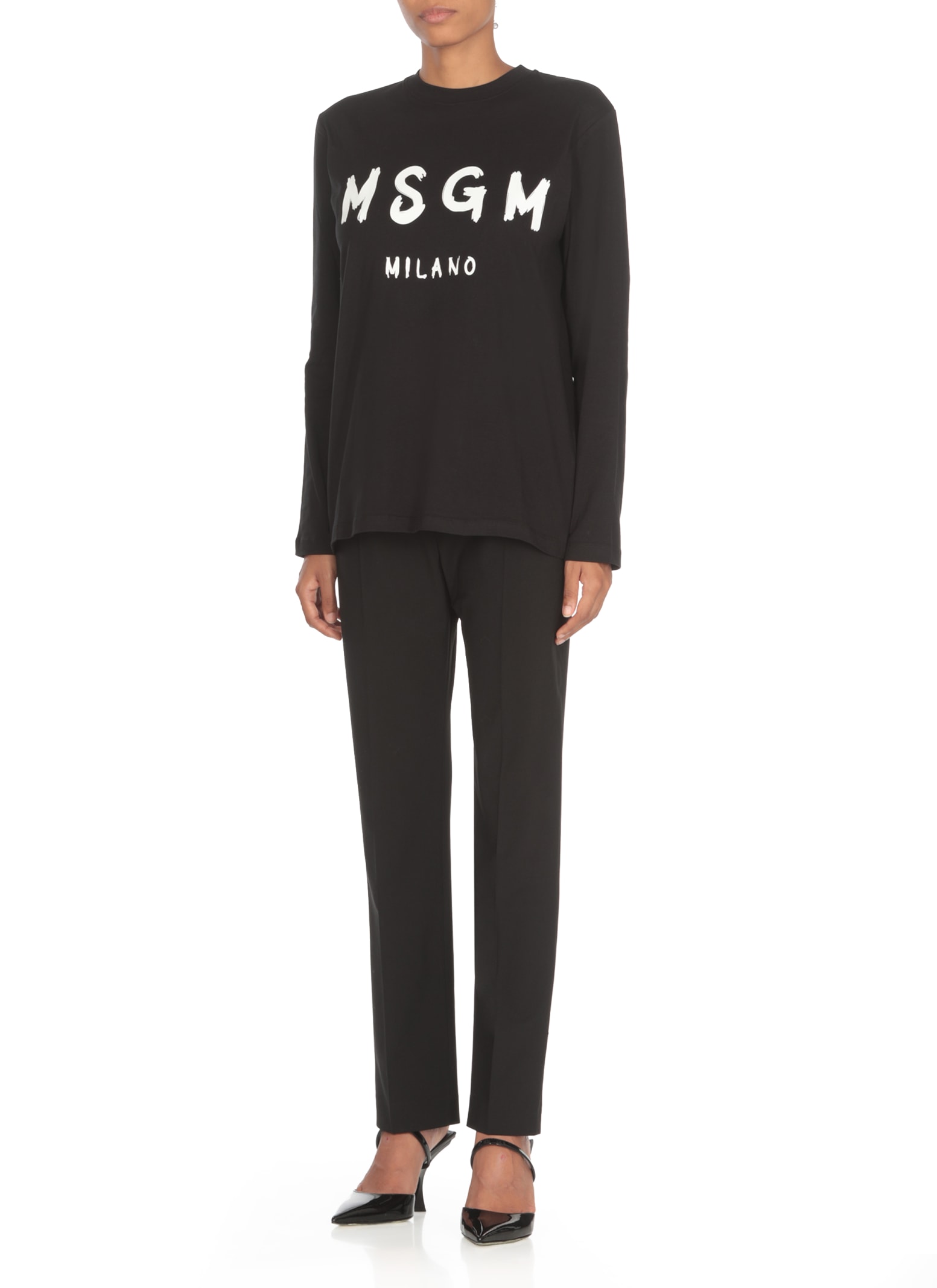 Shop Msgm Cotton T-shirt In Black