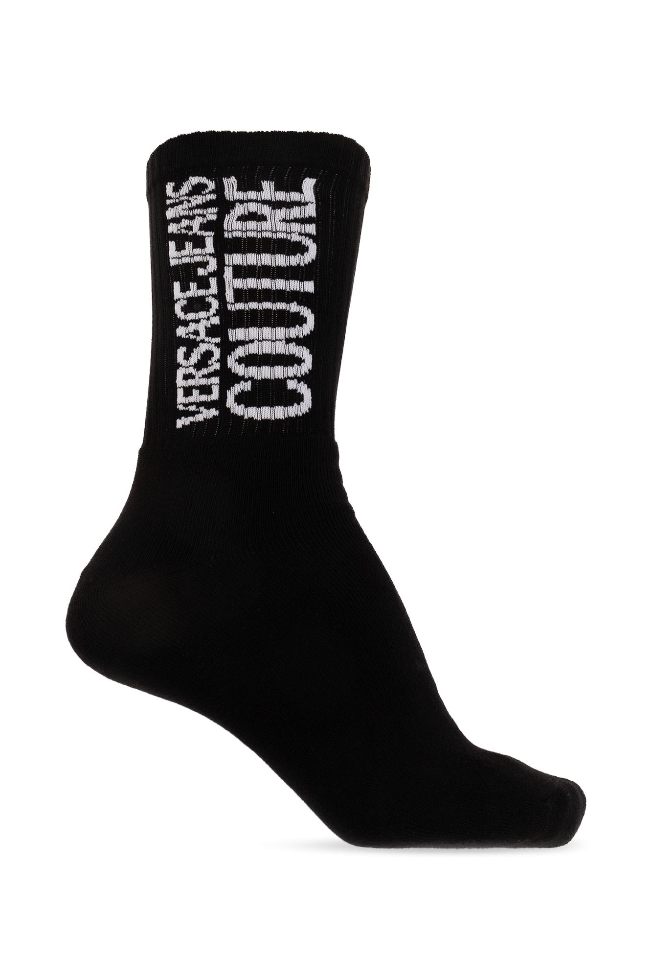 Shop Versace Jeans Couture Socks With Logo In Black