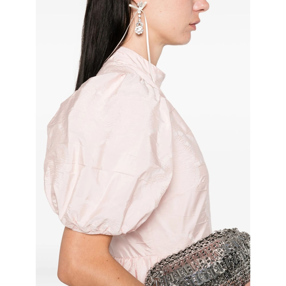 Cecilie Bahnsen Puff-sleeve Tiered Midi Dress In Pink