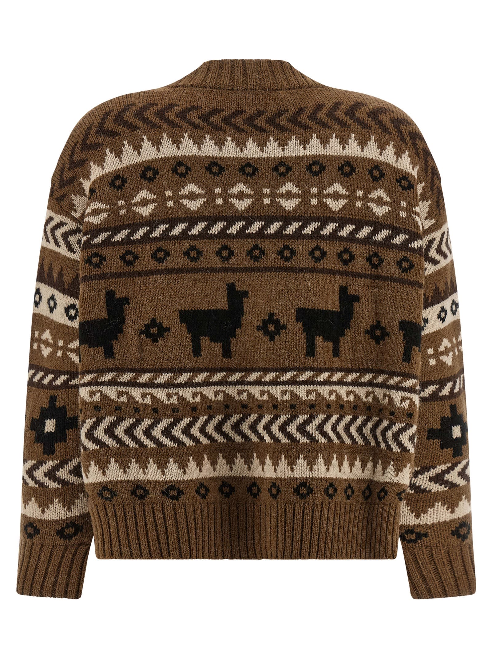 Weekend Max Mara V-neck Cardigan With Ribbed Cuffs And Hem In Multi