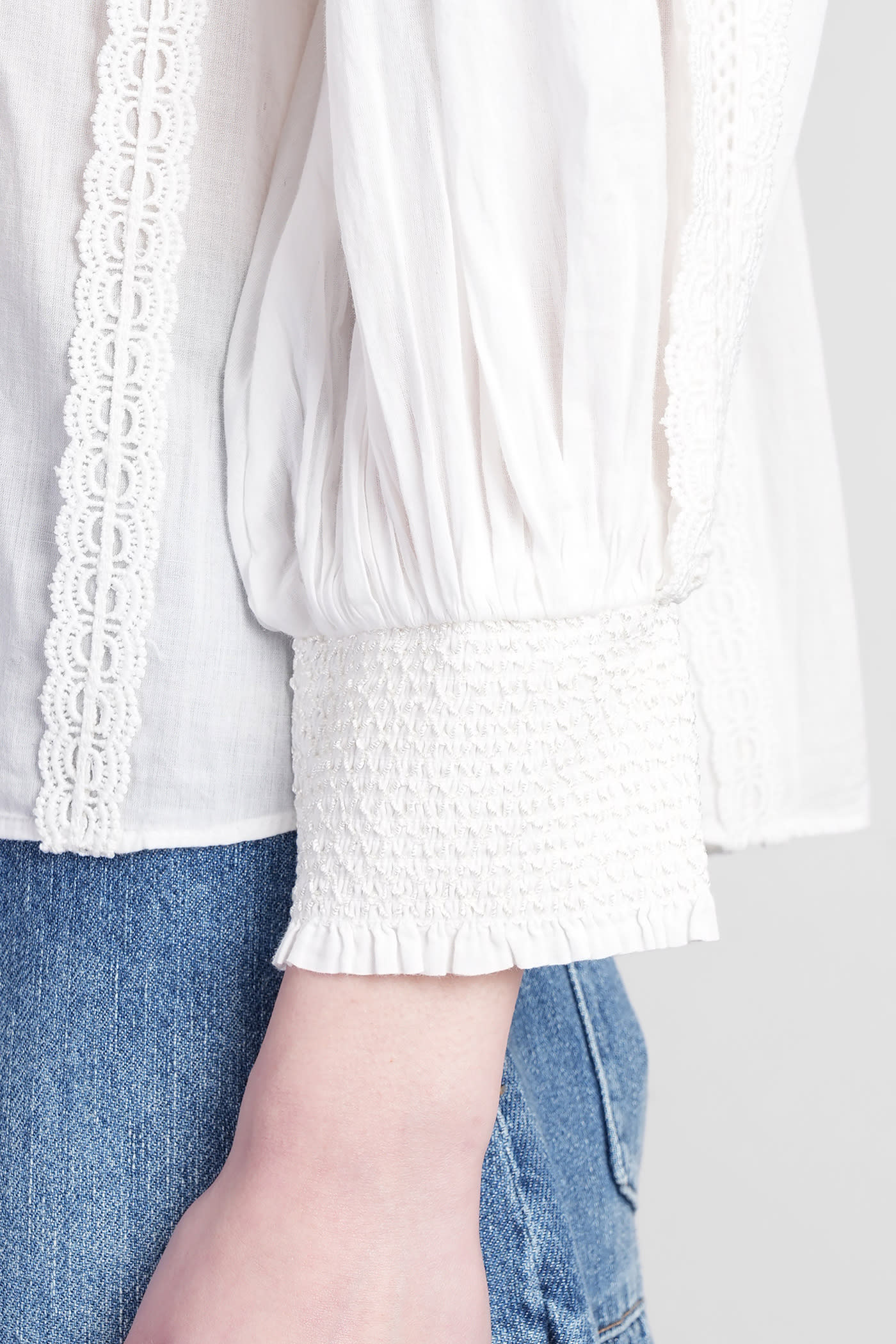 Alice And Olivia Cora Cotton Blouse In White