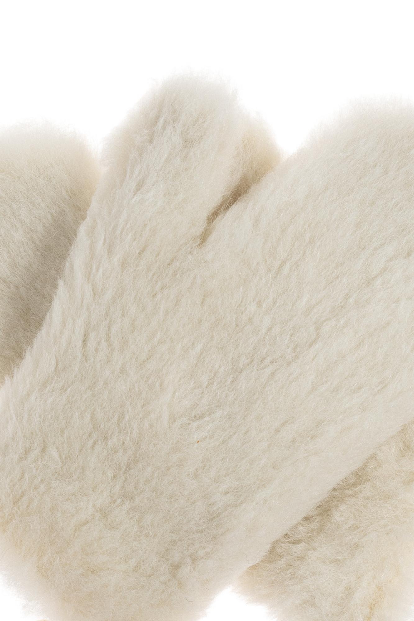 Max Mara Futrzane Gloves Ombrato In White