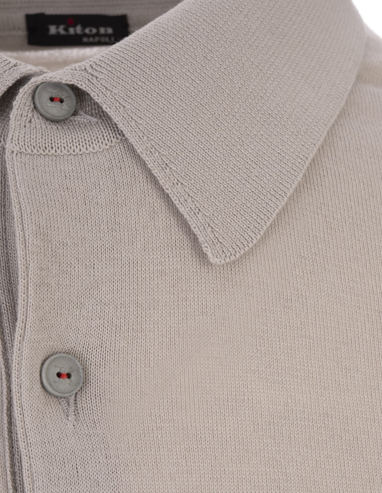 Shop Kiton Taupe Knitted Polo With Logo In Grey