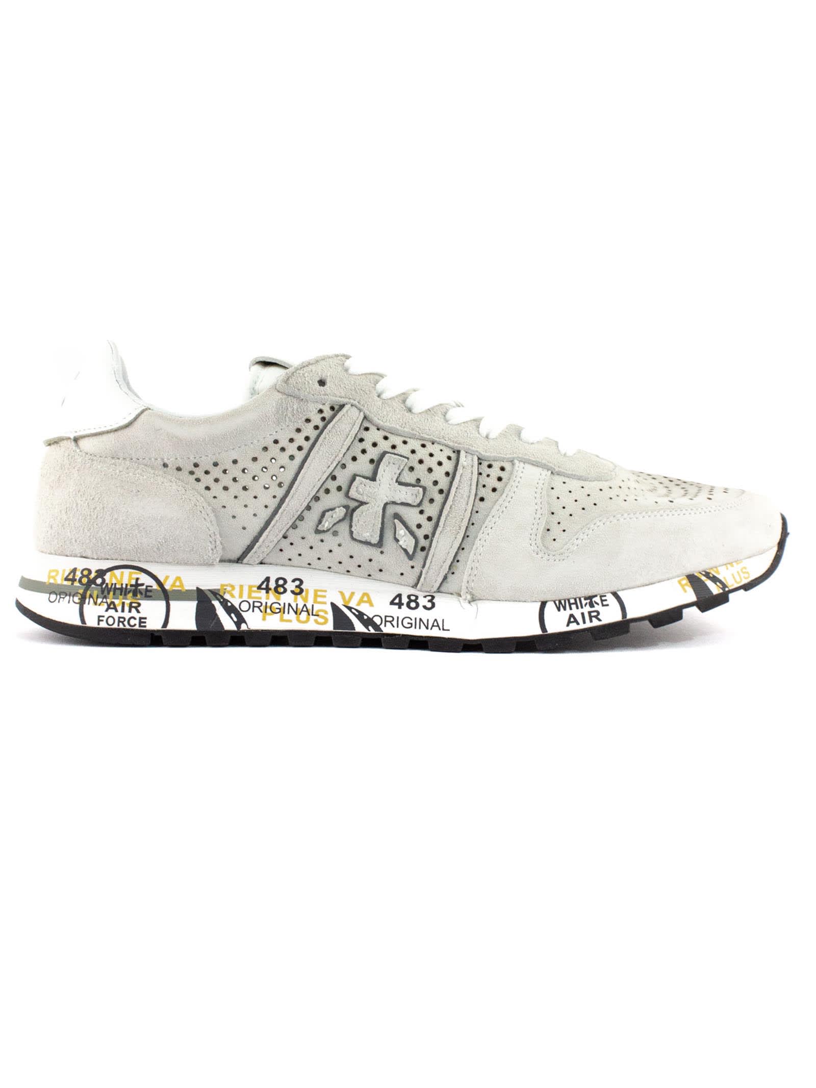Premiata Grey Leather And Nylon Lucy Sneakers