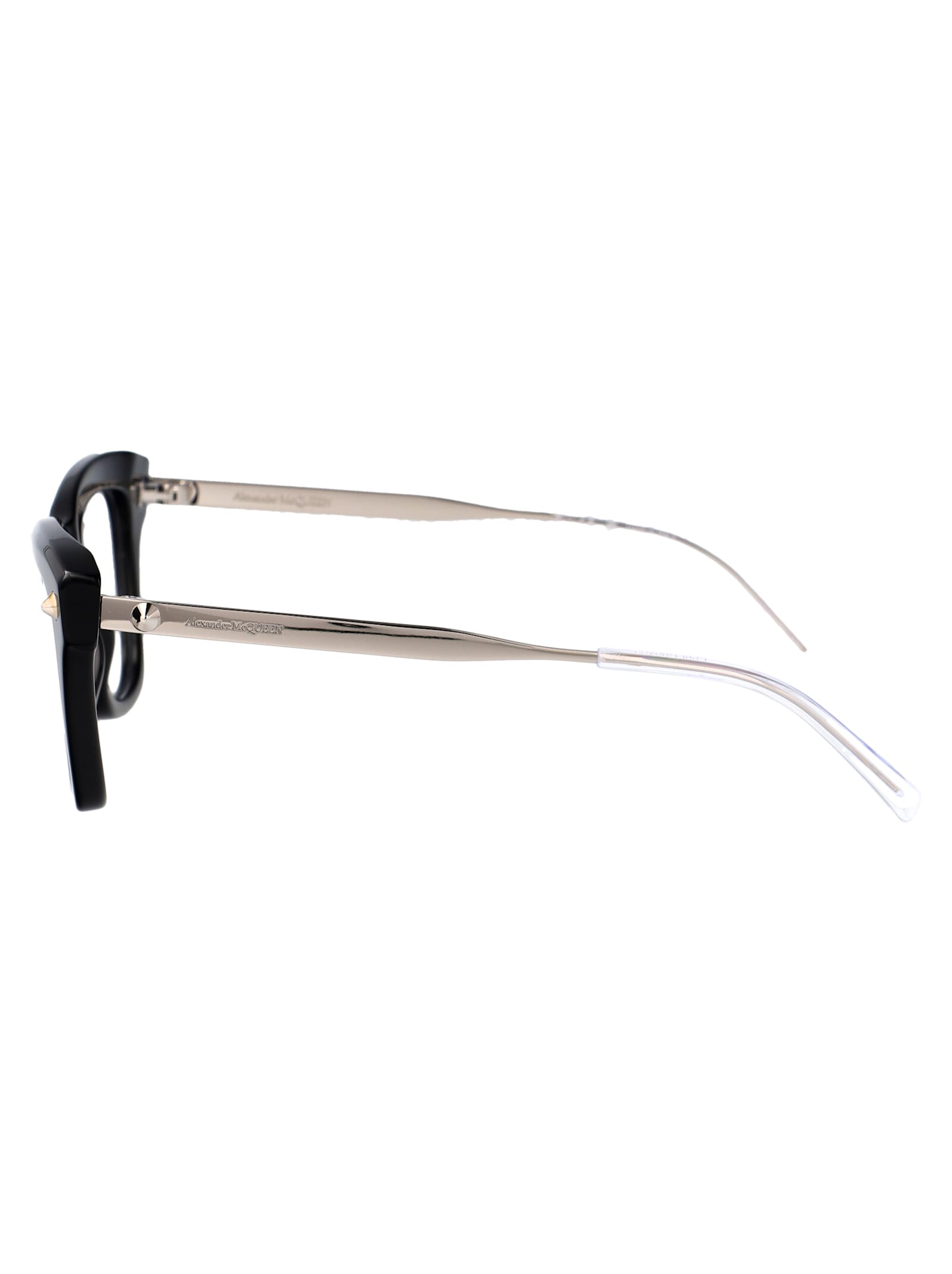 Alexander Mcqueen Am0484o Glasses In Black-silver-transparent
