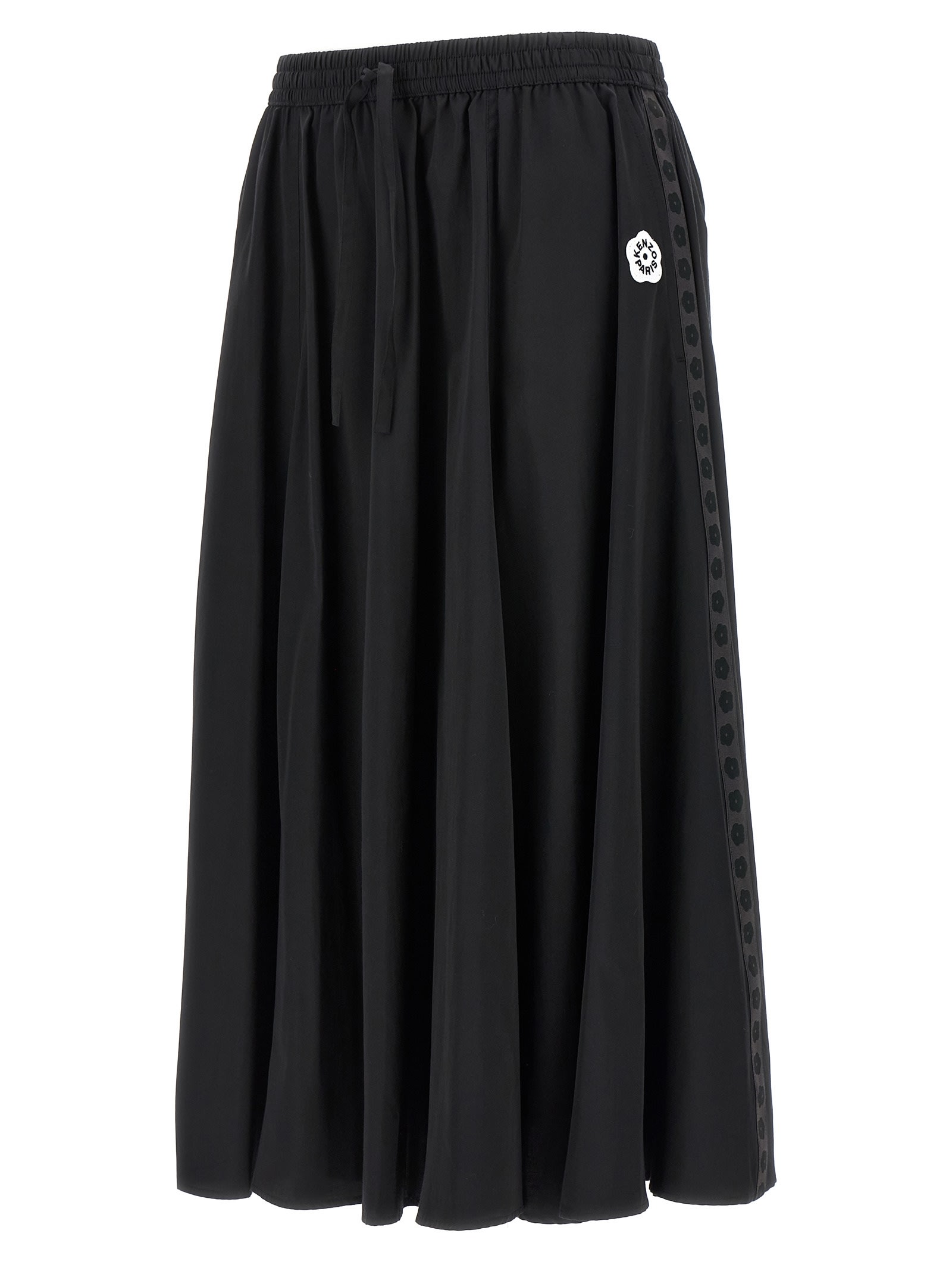 Kenzo Boke Flower 2.0 Skirt With Flared Hem And Bow Detail In Black
