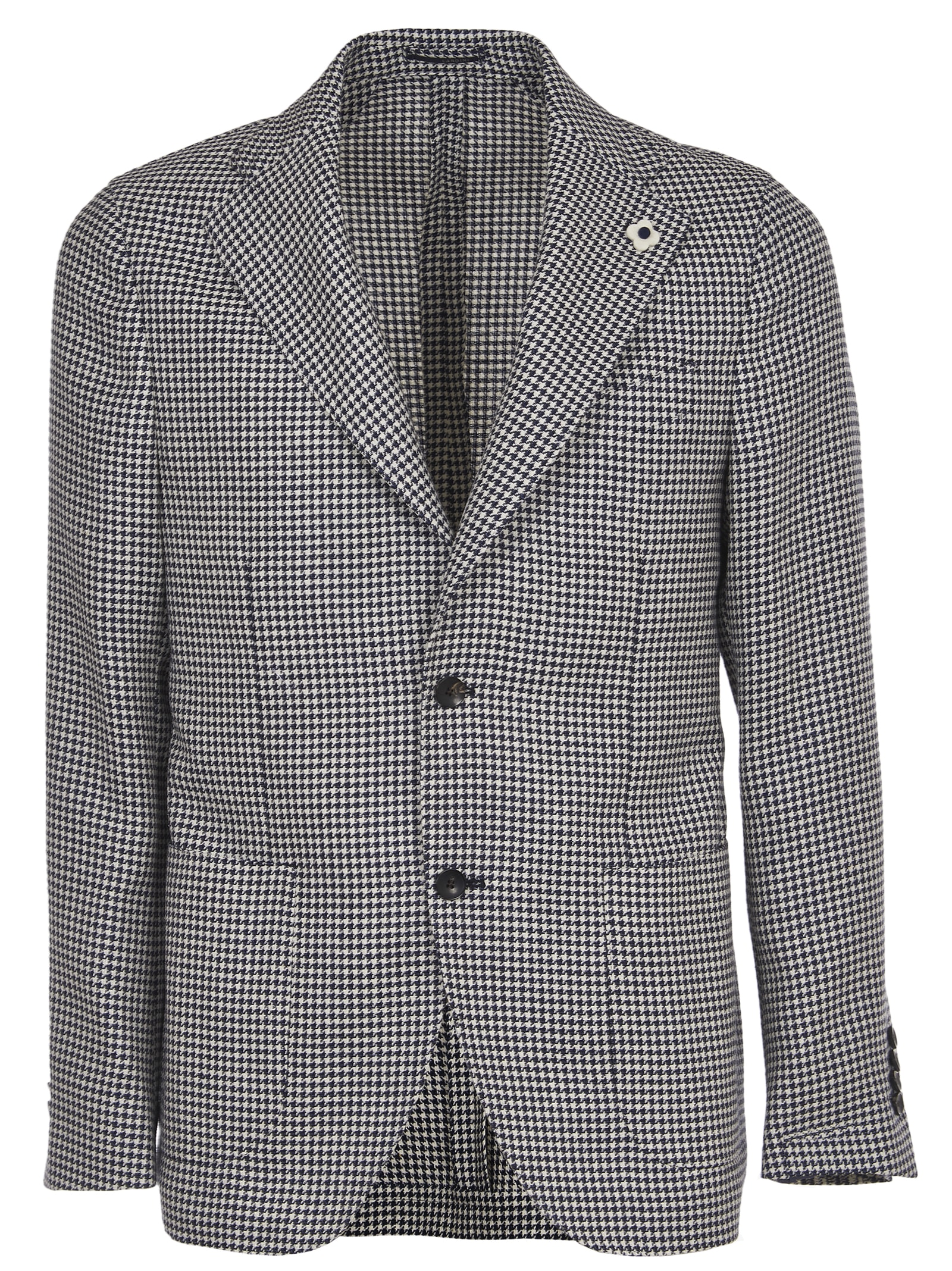 Lardini Blue And Grey Prince Of Wales Jacket In Multicolor