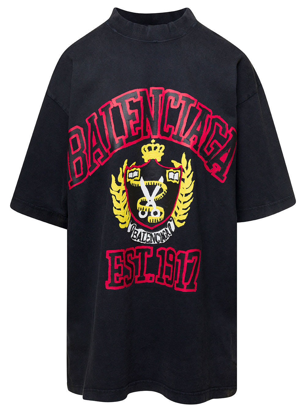 Balenciaga Medium Fit T-shirt Diy College Vintage Jersey In Black 