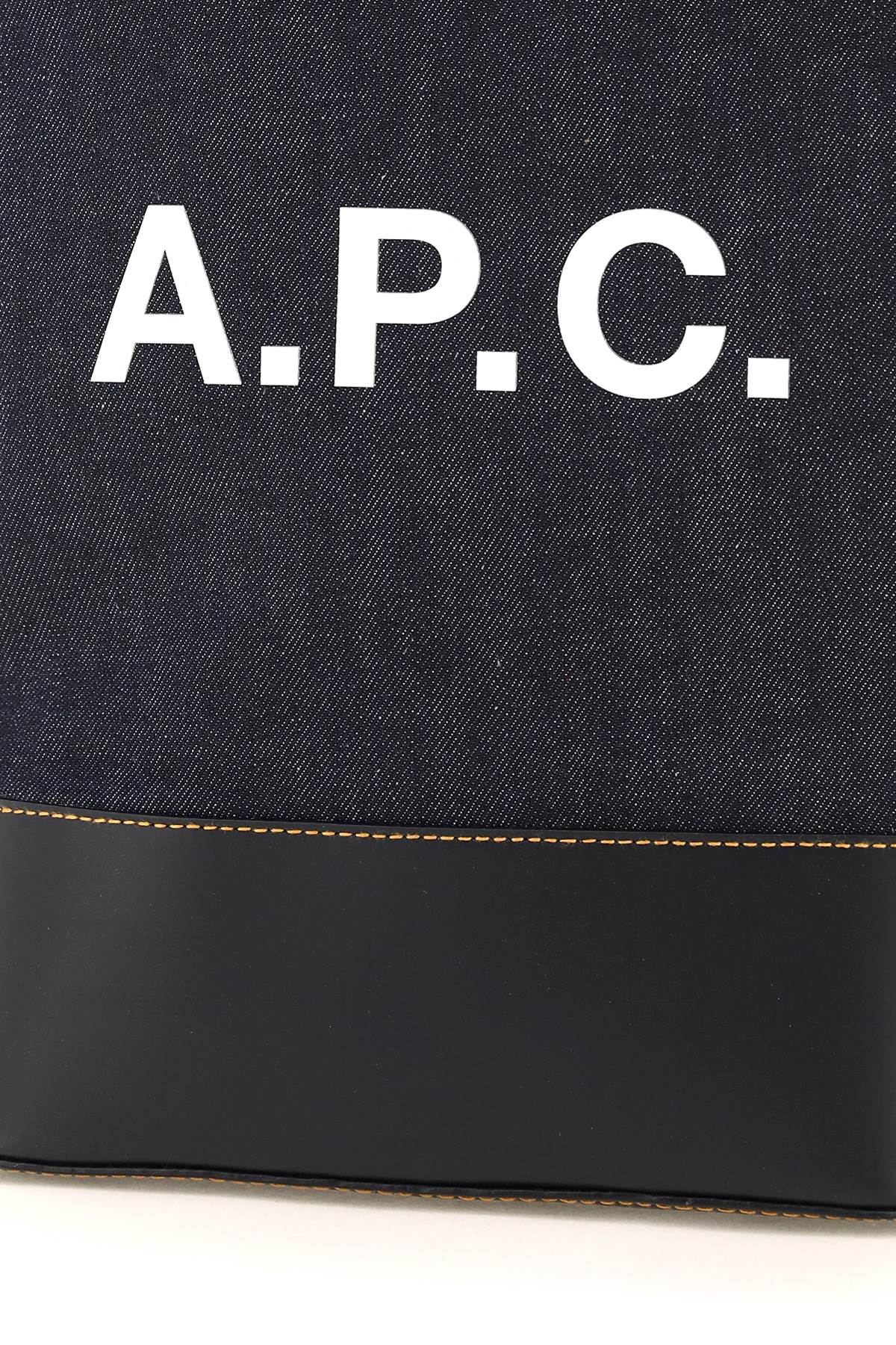 Shop Apc Axel Small Denim Tote Bag In Dark Navy (blue)