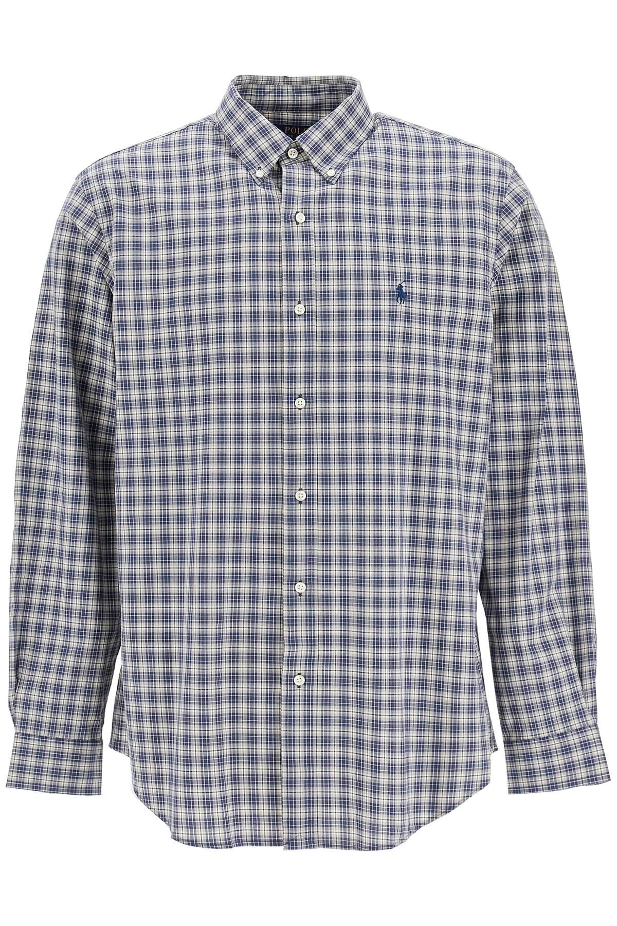 Shop Polo Ralph Lauren Custom Fit Cotton Stretch Shirt In 6536 Grey Heather Navy Multi (blue)